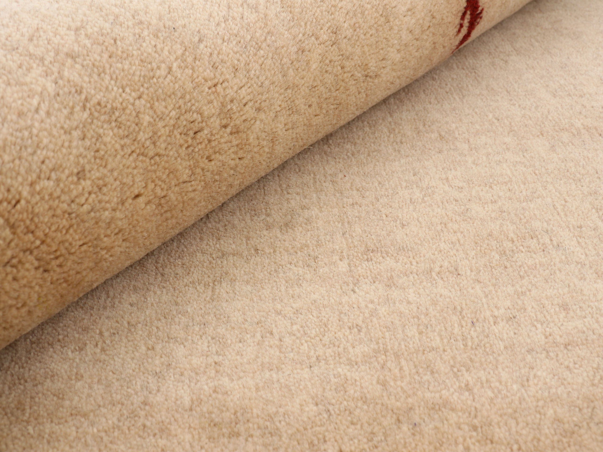 carpetfine Wollen kleed Gabbeh-Uni zuivere wol, met de hand geweven, gabbeh loom diermotief, speciaal model vierkant