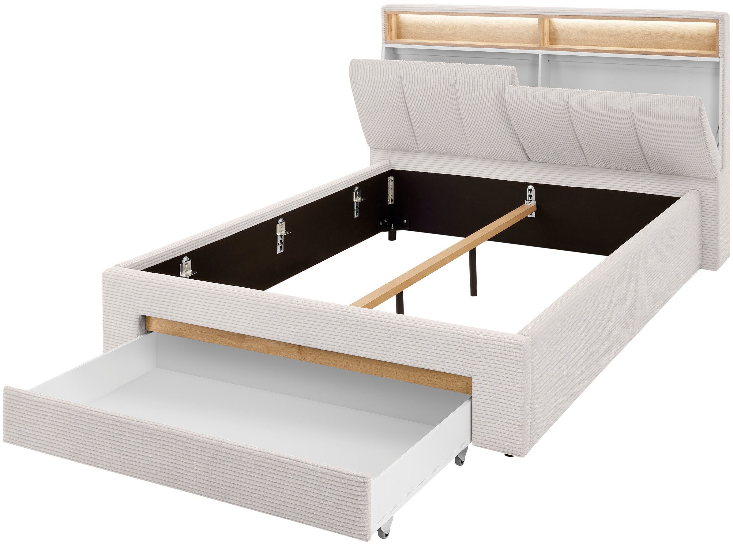 INOSIGN Gestoffeerd bed CiTY/GiRON,, gepolsterd opbergbed, met LED-verlichting Bedkisten met hondenbed of als opbergruimte, opklapbare hoofdeinden