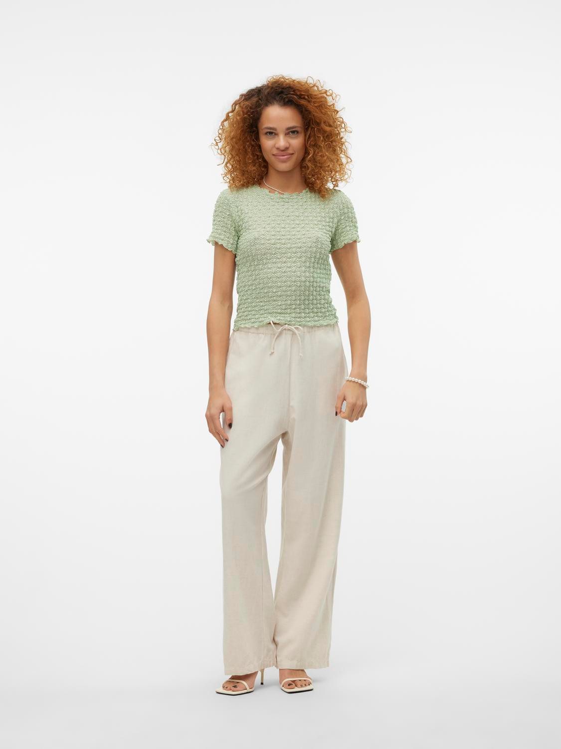Vero Moda Shirt met korte mouwen VMSHELBY SS O-NECK SHORT TOP VMA NOOS (1-delig)