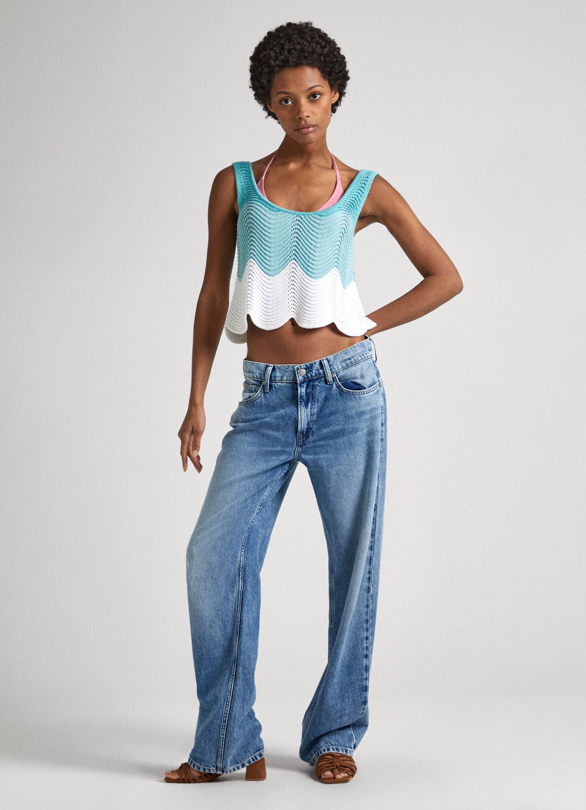 Pepe Jeans Gebreide top GALEA met schulpzoom