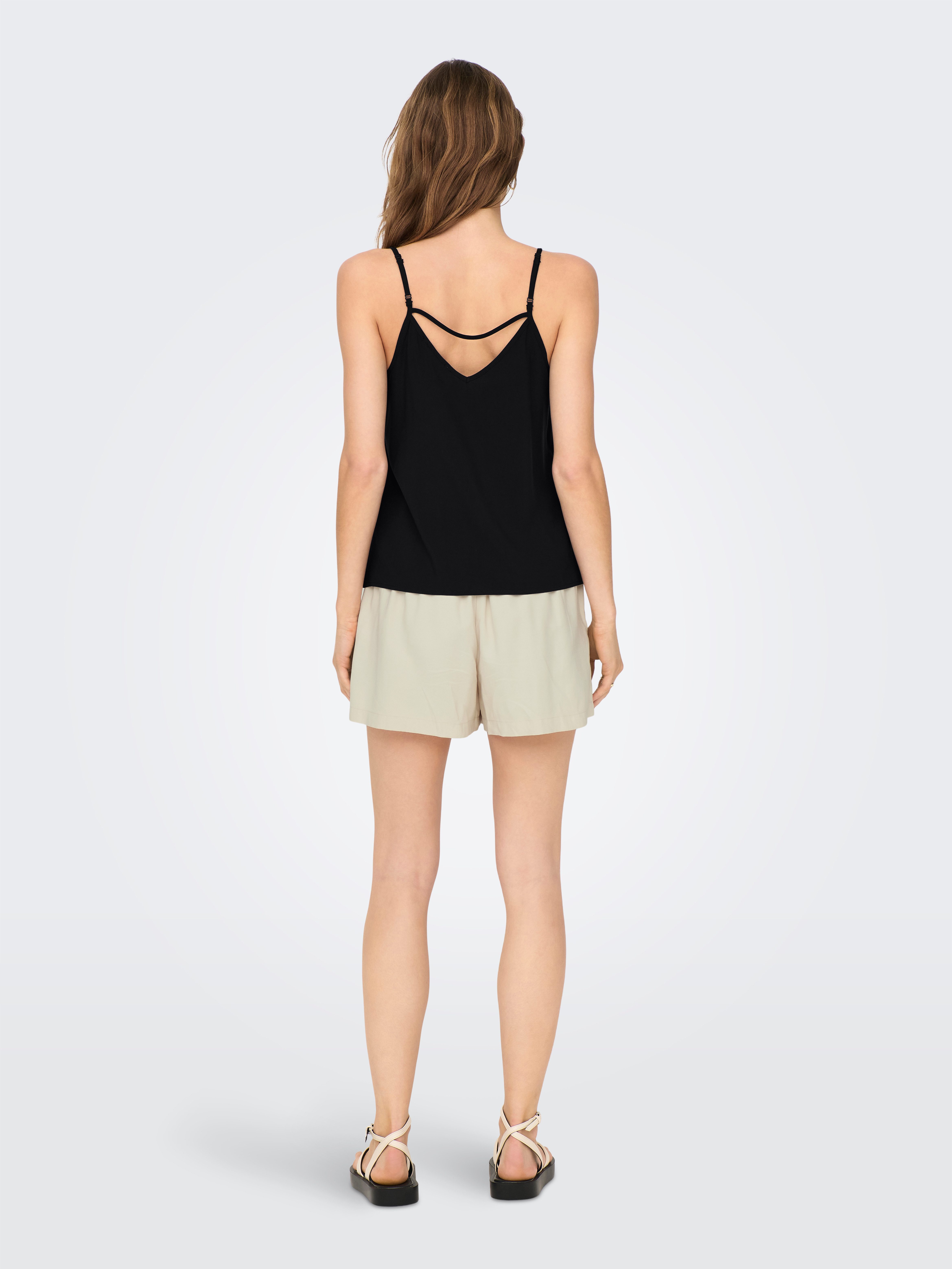 Only Top met spaghettibandjes ONLNOVA LIFE VIS PARIS SINGLET SOLID