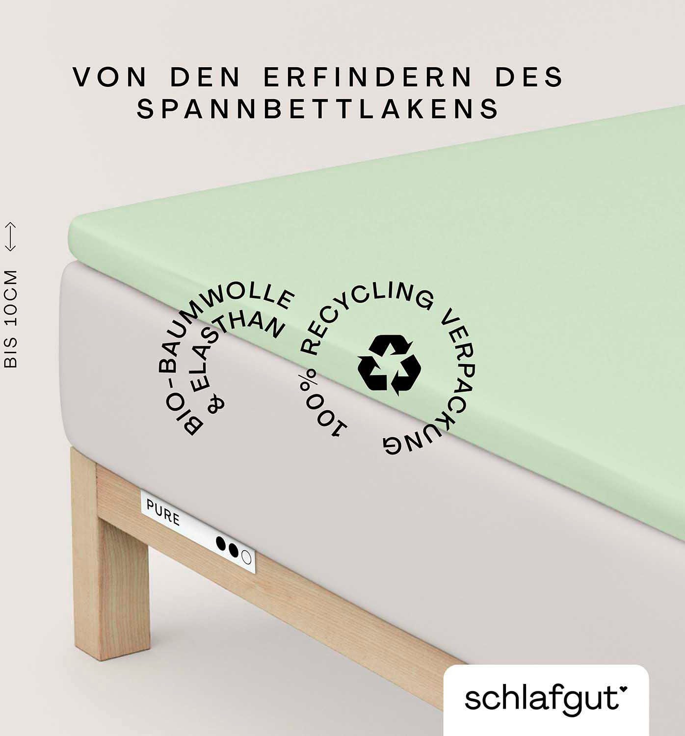 Schlafgut Hoeslaken PURE TOPPER in maat 90x200, 140x200 of 180x200 cm, hoes voor topper van 100% biologische katoen, voor matrassen tot 10 cm hoogte,