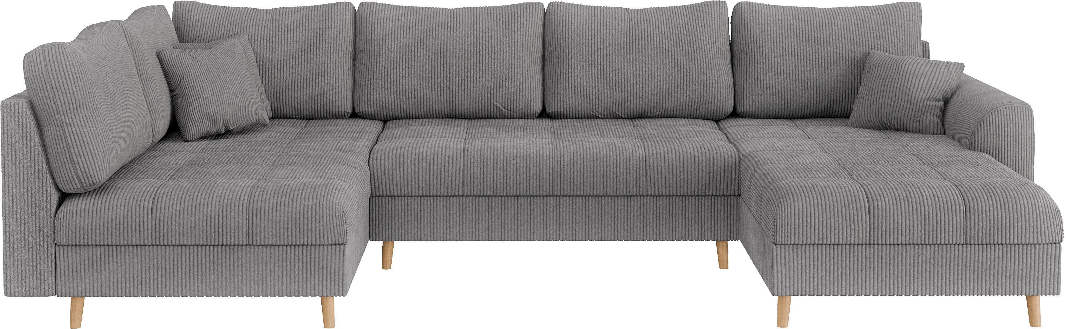 Home affaire Zithoek CHARRE U-vorm met ottomane, afmetingen B/D/H: 310/161/81 cm fijne stiksels, losse rug- en sierkussens, ook in cord en bouclé