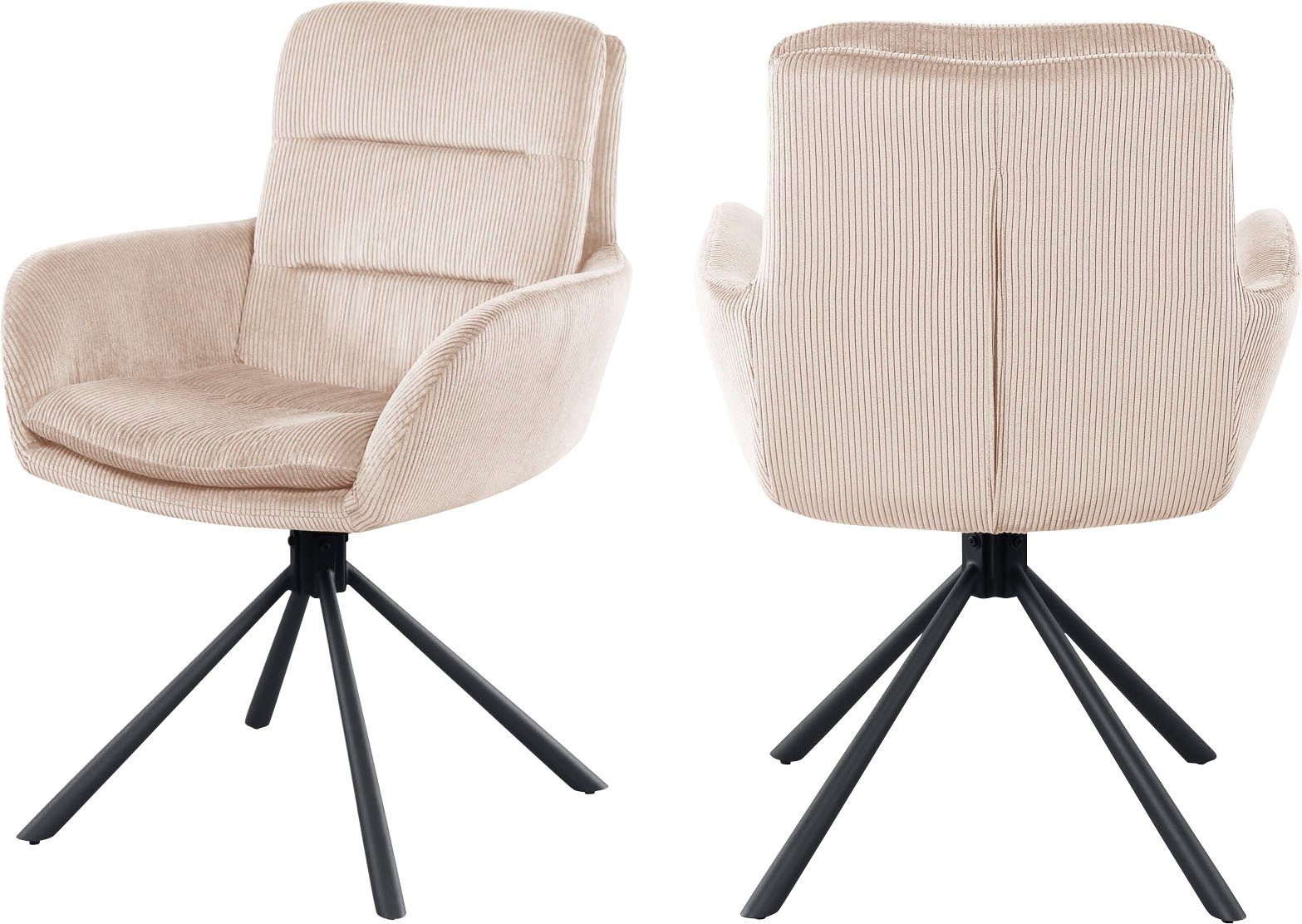 SalesFever Eetkamerstoel Pizzo armstoel Eetkamerstoel met cordstof, 360° draaifunctie (1 stuk)
