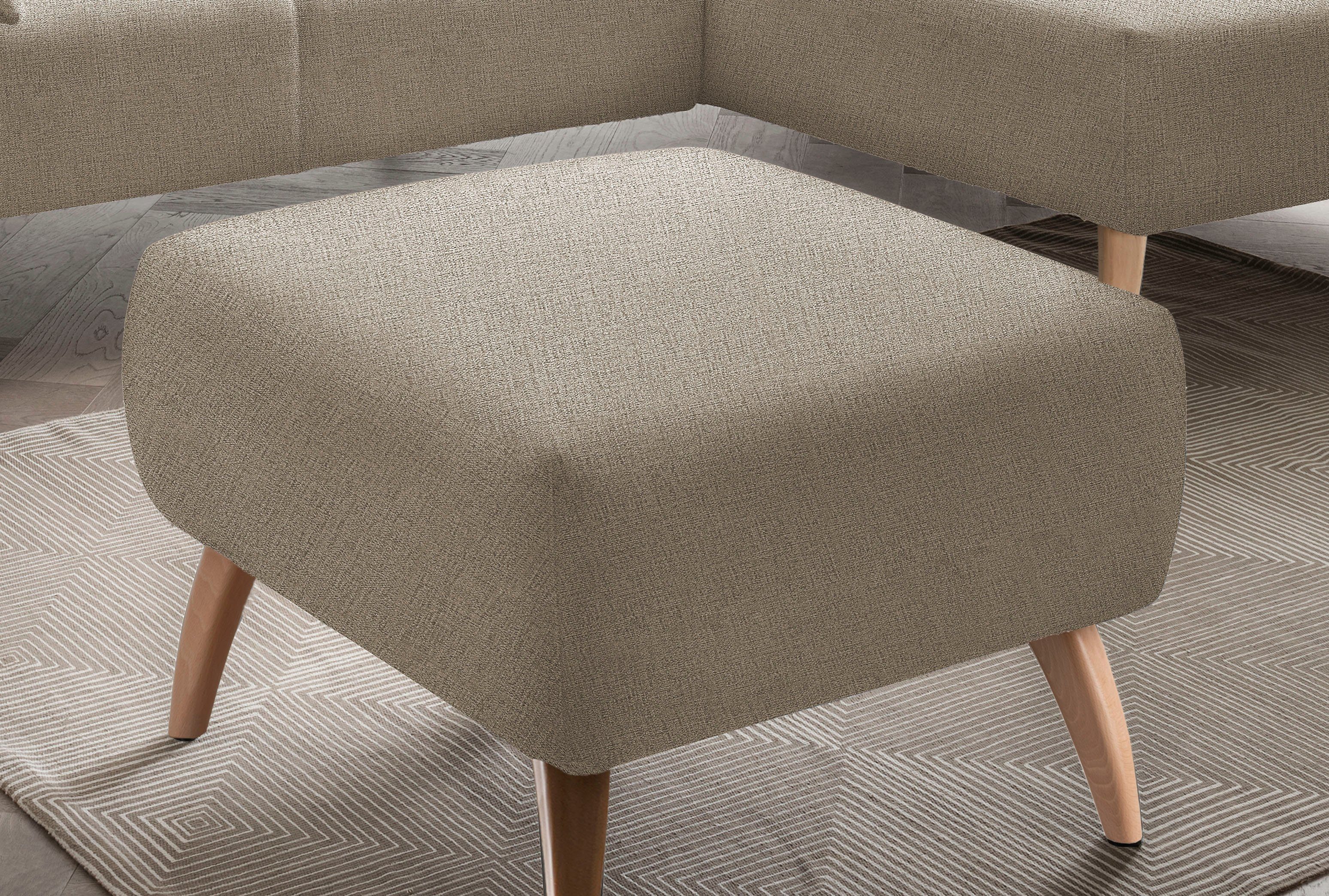 INOSIGN Hocker Colori Kleur houten poten naar keuze, verschillende stoffen, hoogwaardige stof
