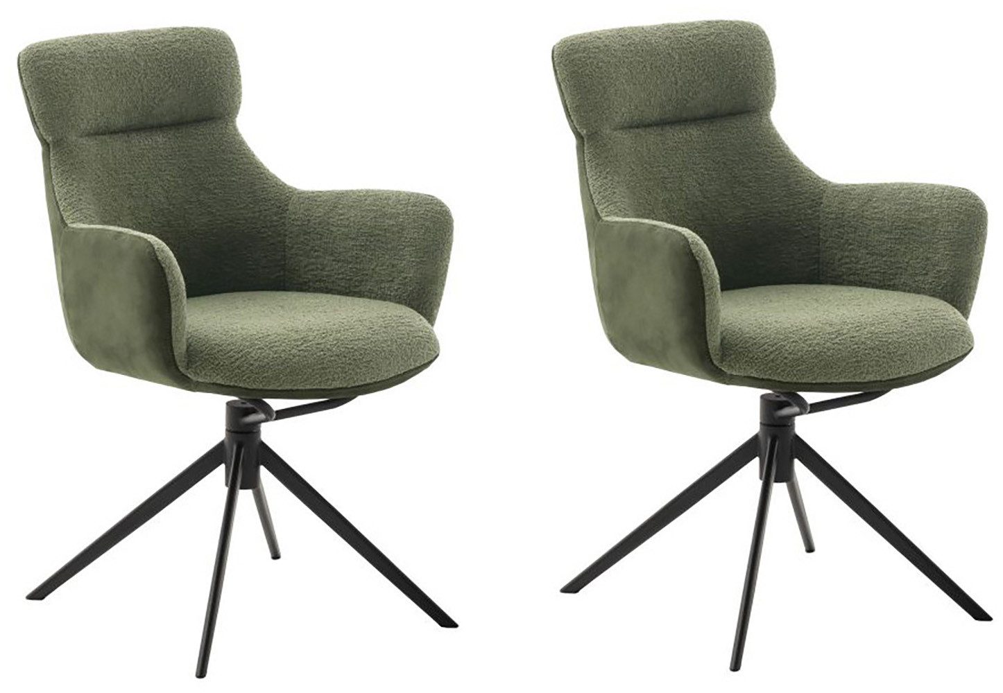 MCA furniture Eetkamerstoel (2-set), draaibaar 360°, draai- & schommelfunctie, zithoogte ca. 50 cm 4 poot stoelen groen