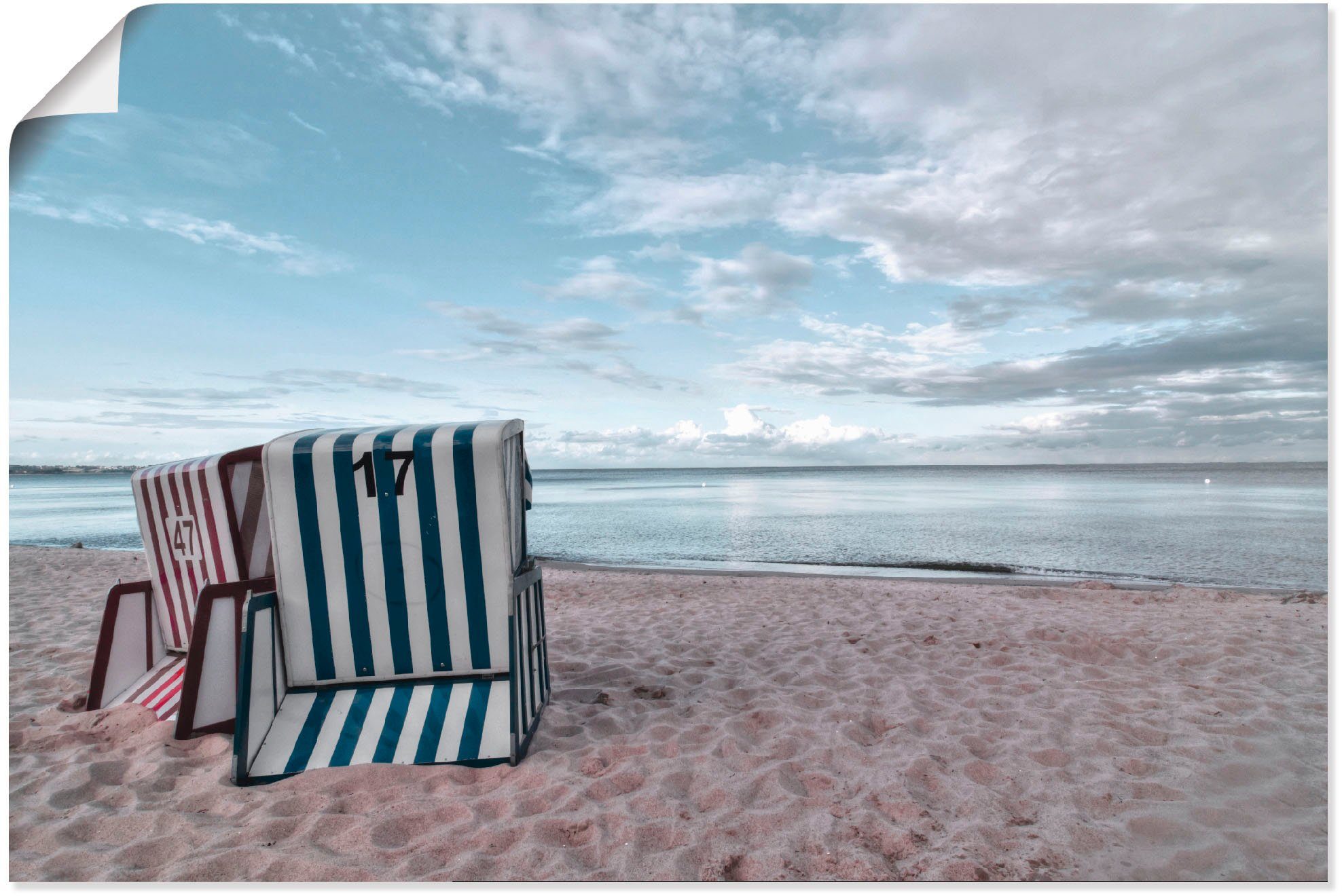 Artland Artprint Eenzame strandstoelen aan het Ostseestrand in vele afmetingen & productsoorten - artprint van aluminium / artprint voor buiten, artprint op linnen, poster, muursti