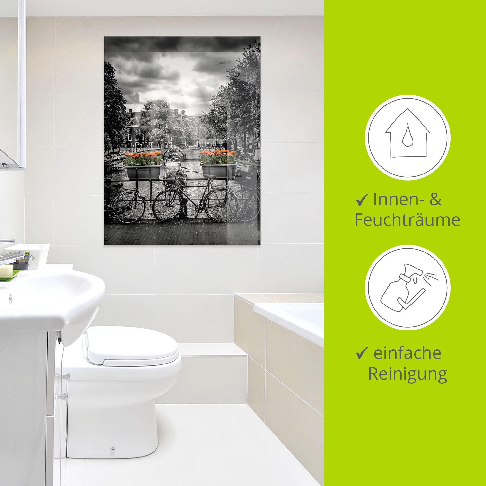 Artland Print op glas Amsterdam Herengracht & zonnestralen