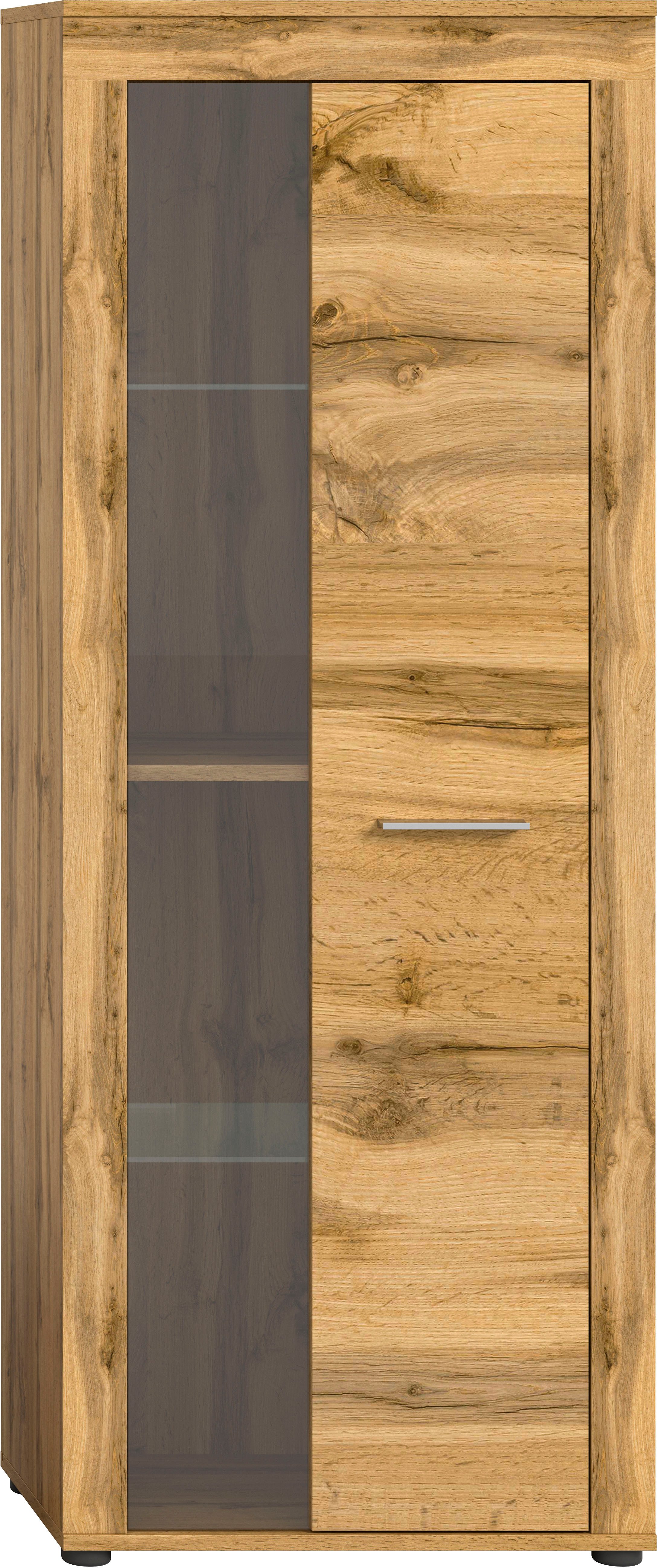INOSIGN Vitrinekast Aosta, hoogte 159 cm, in verschillende kleuruitvoeringen 1 deur, 3 legplanken, 4 vakken, woonkamer, staande vitrine, glazen vitrine