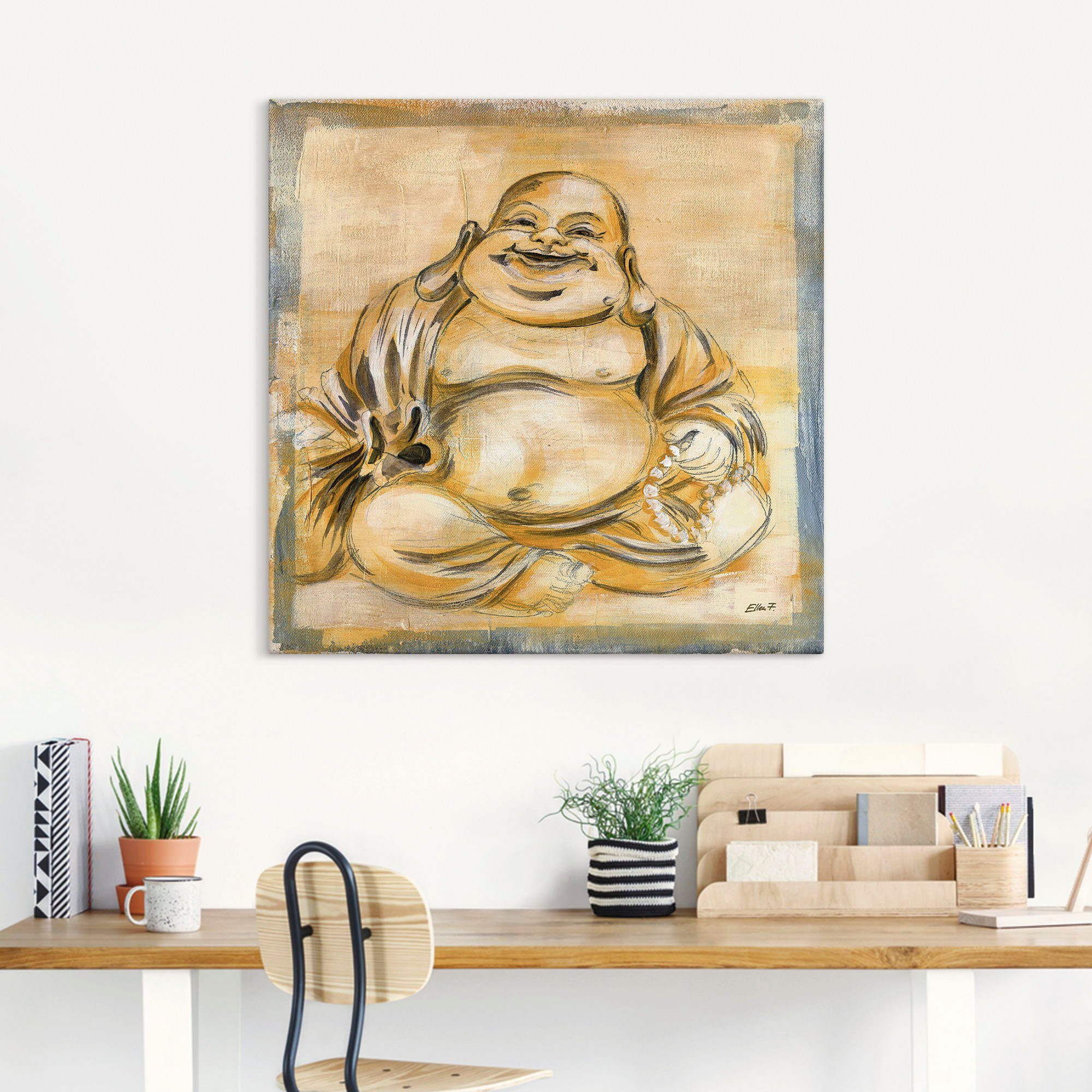Artland Artprint Vrolijke boeddha I als artprint op linnen, poster, muursticker in verschillende maten