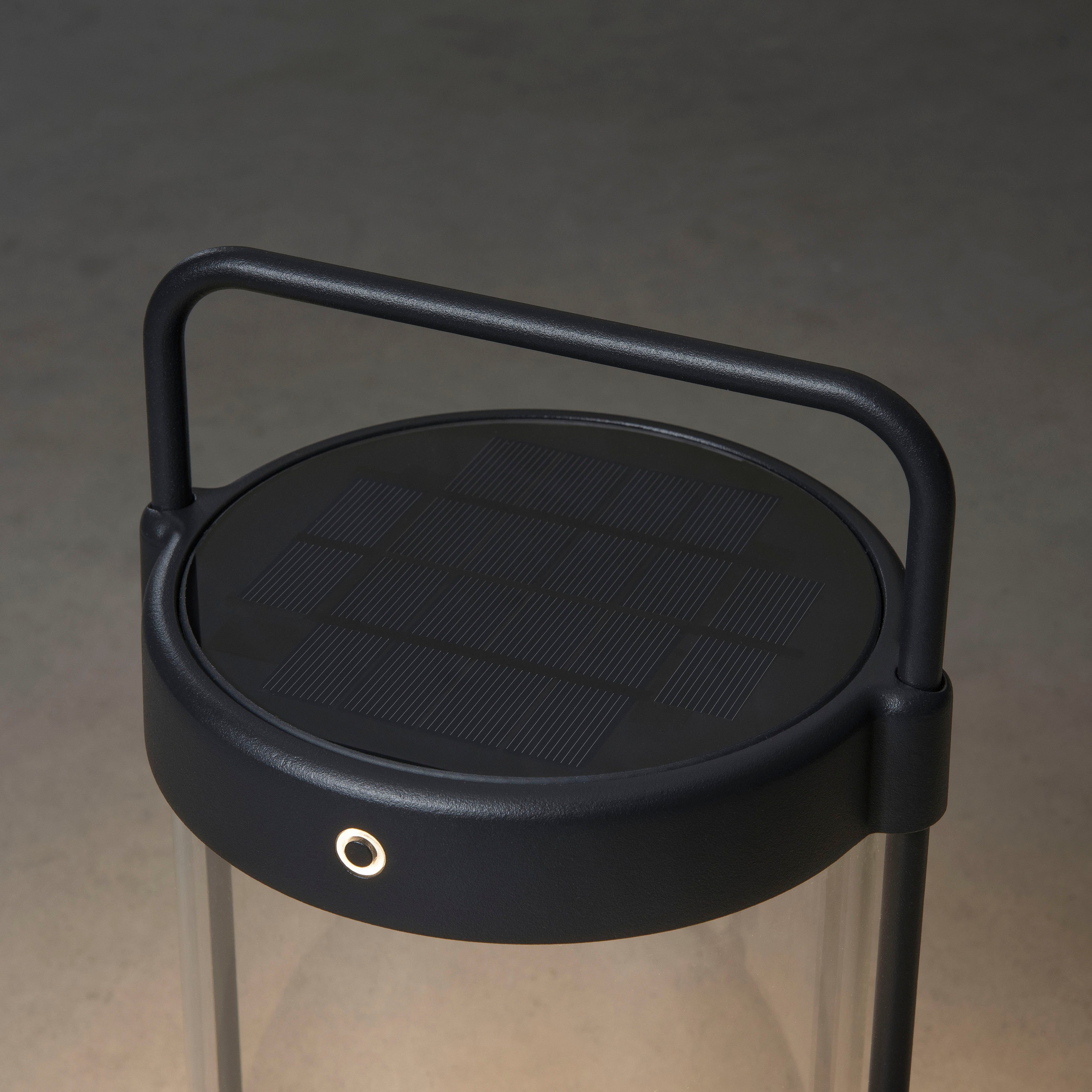KONSTSMIDE Led lantaarn Crotone Crotone LED solar/USB-lantaarn zwart, dimbaar, schemering (2 stuks)