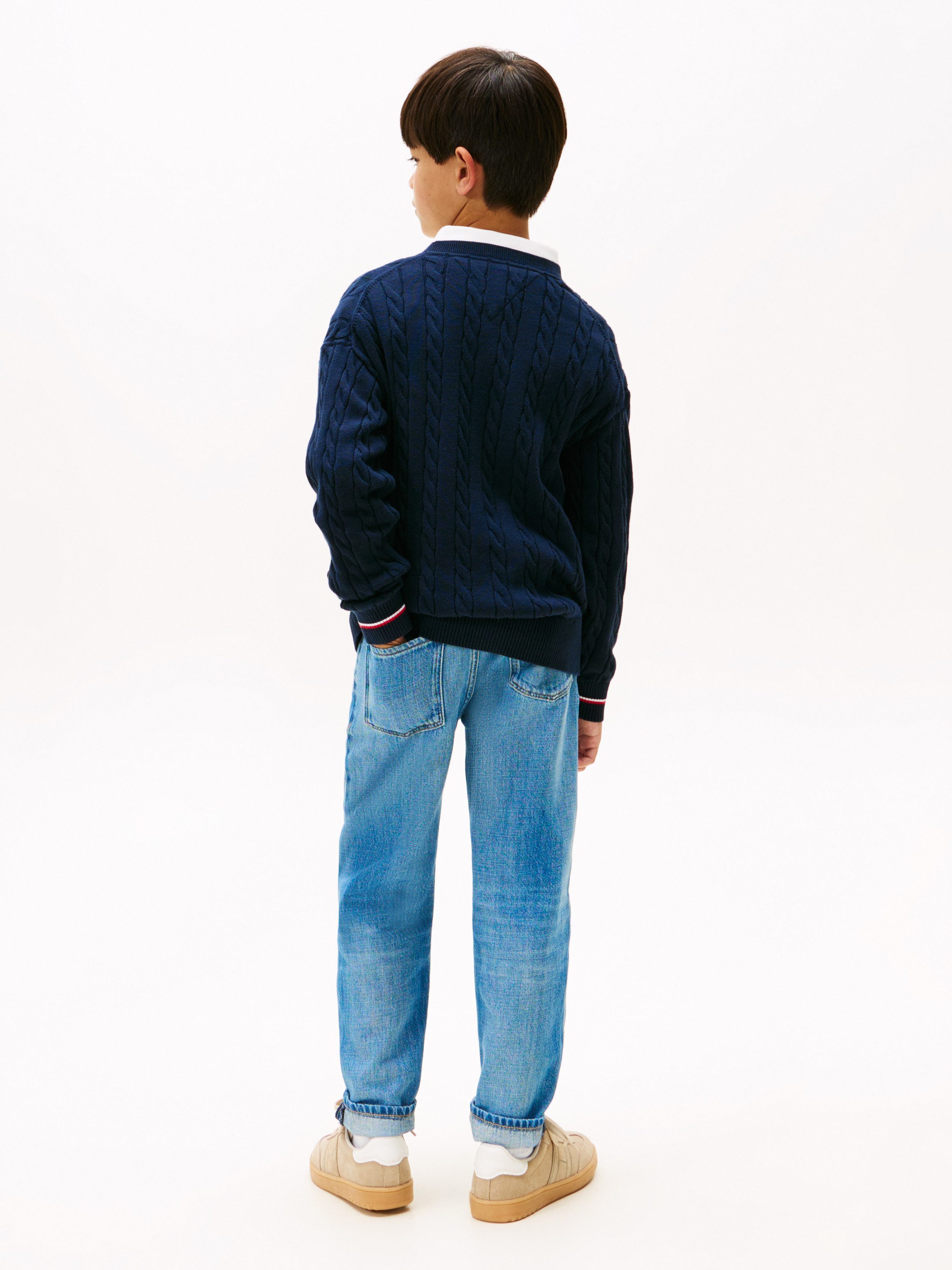 Tommy Hilfiger Gebreide trui COTTON CABLE GLOBAL STRIPE CARDI