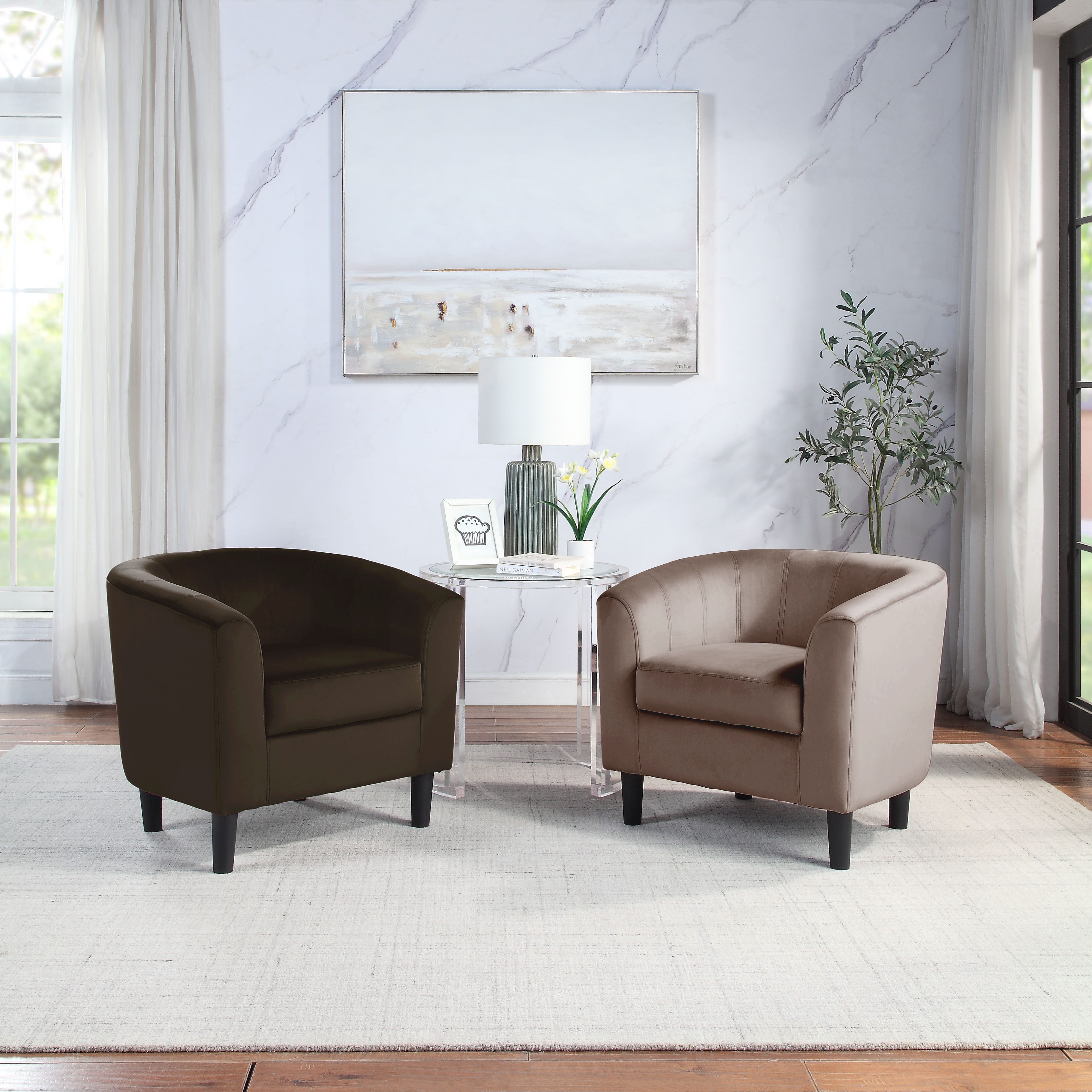 ATLANTIC home collection Fauteuil Carlos Cocktailsessel, loungesessel met fluwelen stof en veerkern