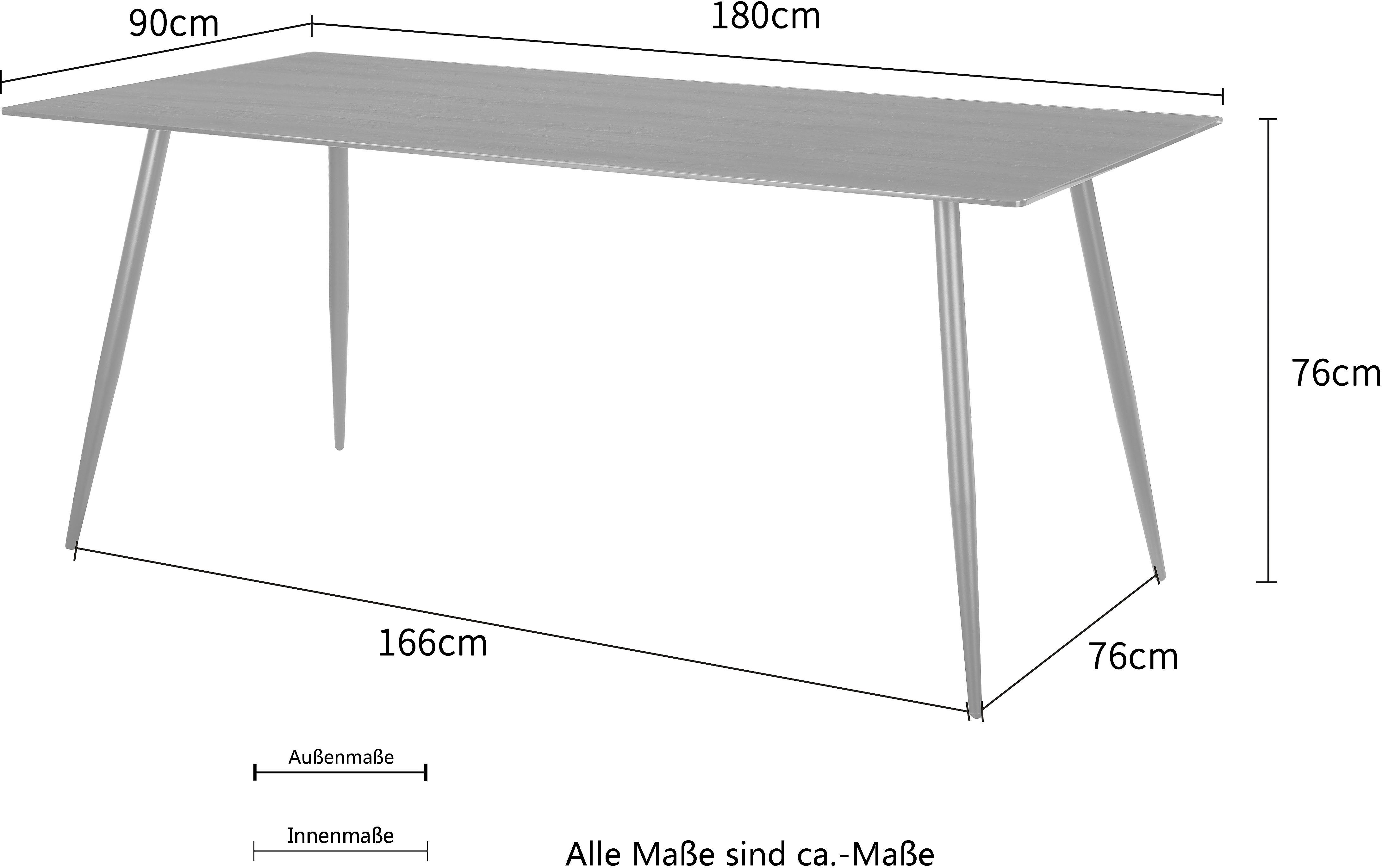 Home affaire Eettafel Turah, TOPSELLER!, OTTOs keuze met glazen blad in houtlook, tijdloos ontwerp, onderhoudsvriendelijk