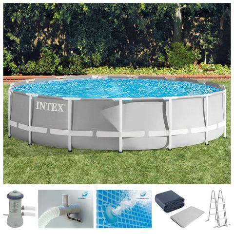 Intex opzetzwembad met accessoires Prism Frame Ã427 x 107 cm grijs