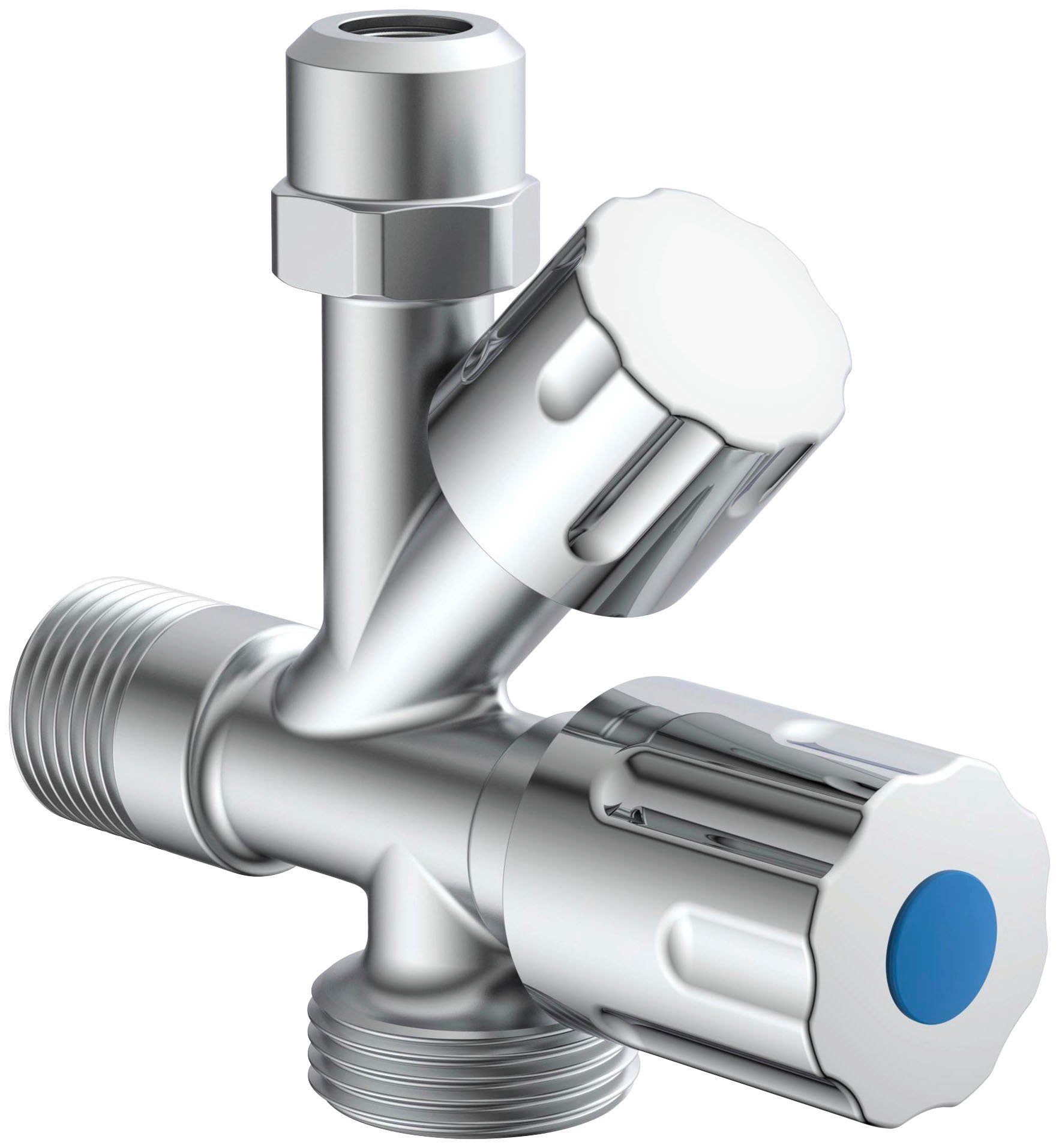 KIRCHHOFF GA-Zusatzventil Chrom - 3/8IG X 3/4AG X 3/8AG X 10mmQ Mit Rückflussverhinderer