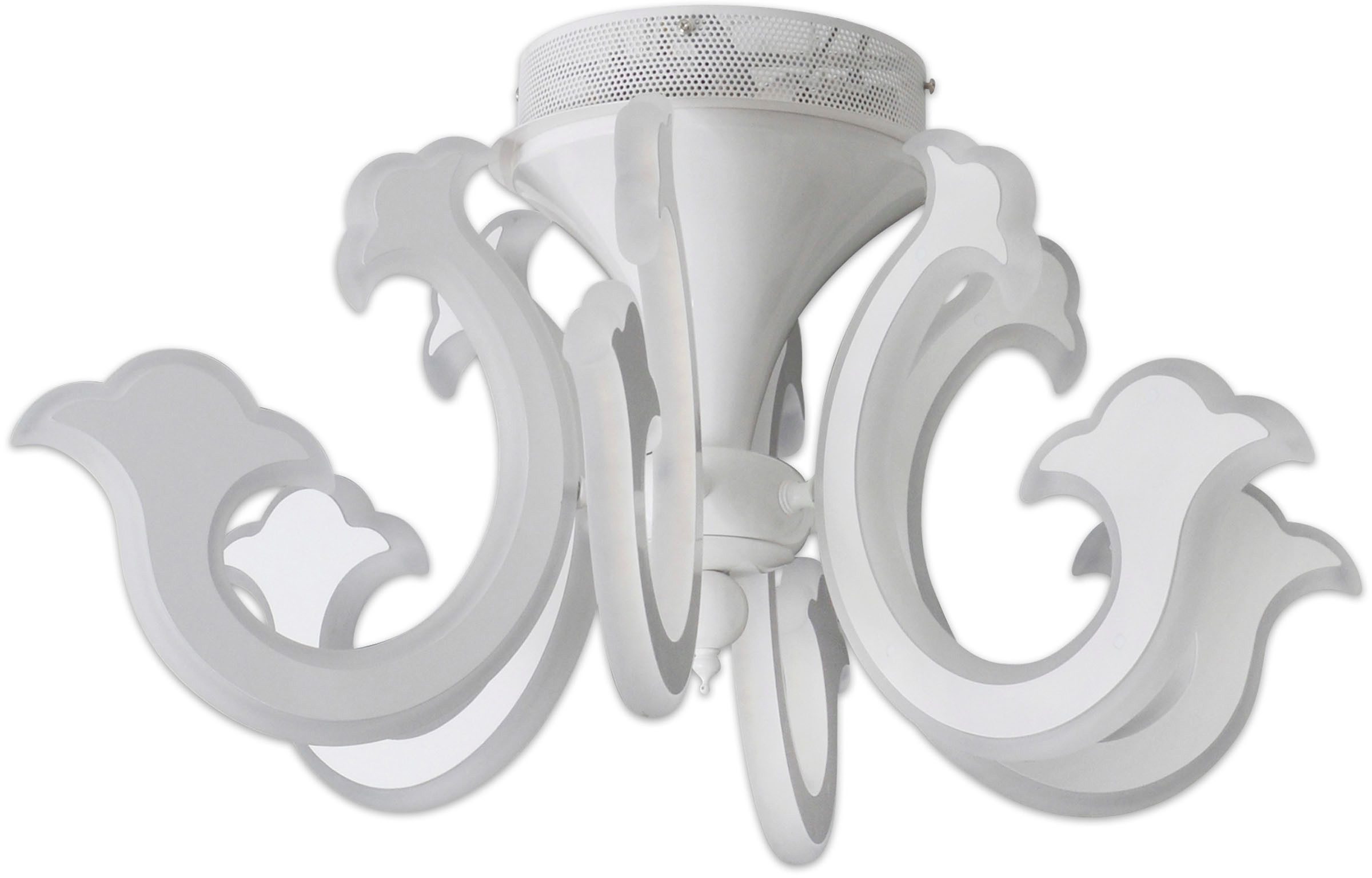 näve Led-plafondlamp Ludwig Kroon wit gezandstraald, dimbaar met afstandsbediening, D: 66cm (1 stuk)