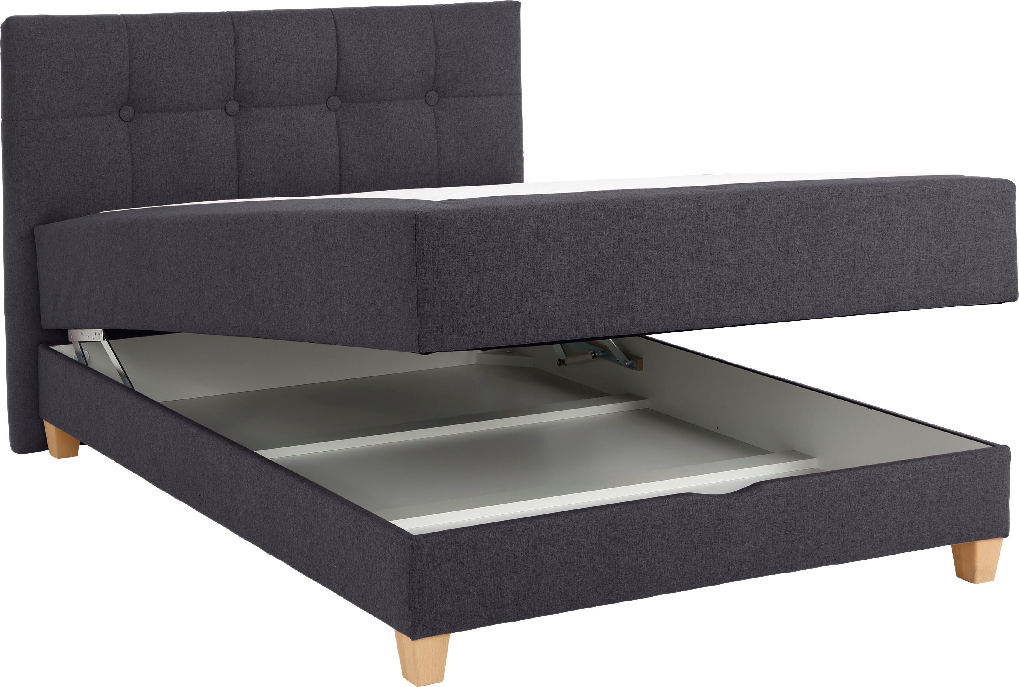 Home affaire Boxspring Lonrai in h2, h3 & h4 en xxl - verlengde 220 cm kiesbaar, incl. topper