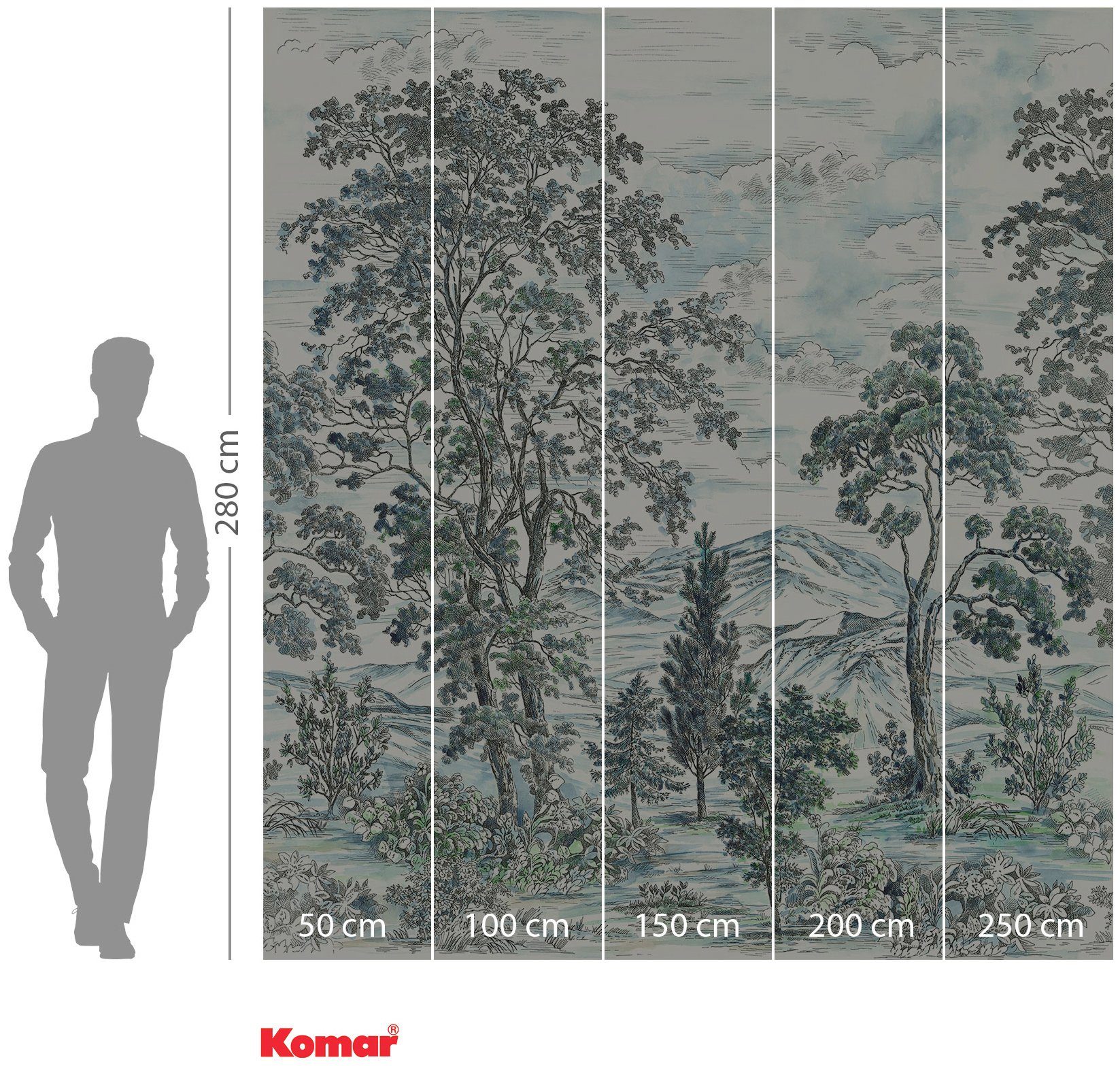Komar Vliesbehang Digitale print vlies - Highland Trees - Afmeting 250 x 280 cm