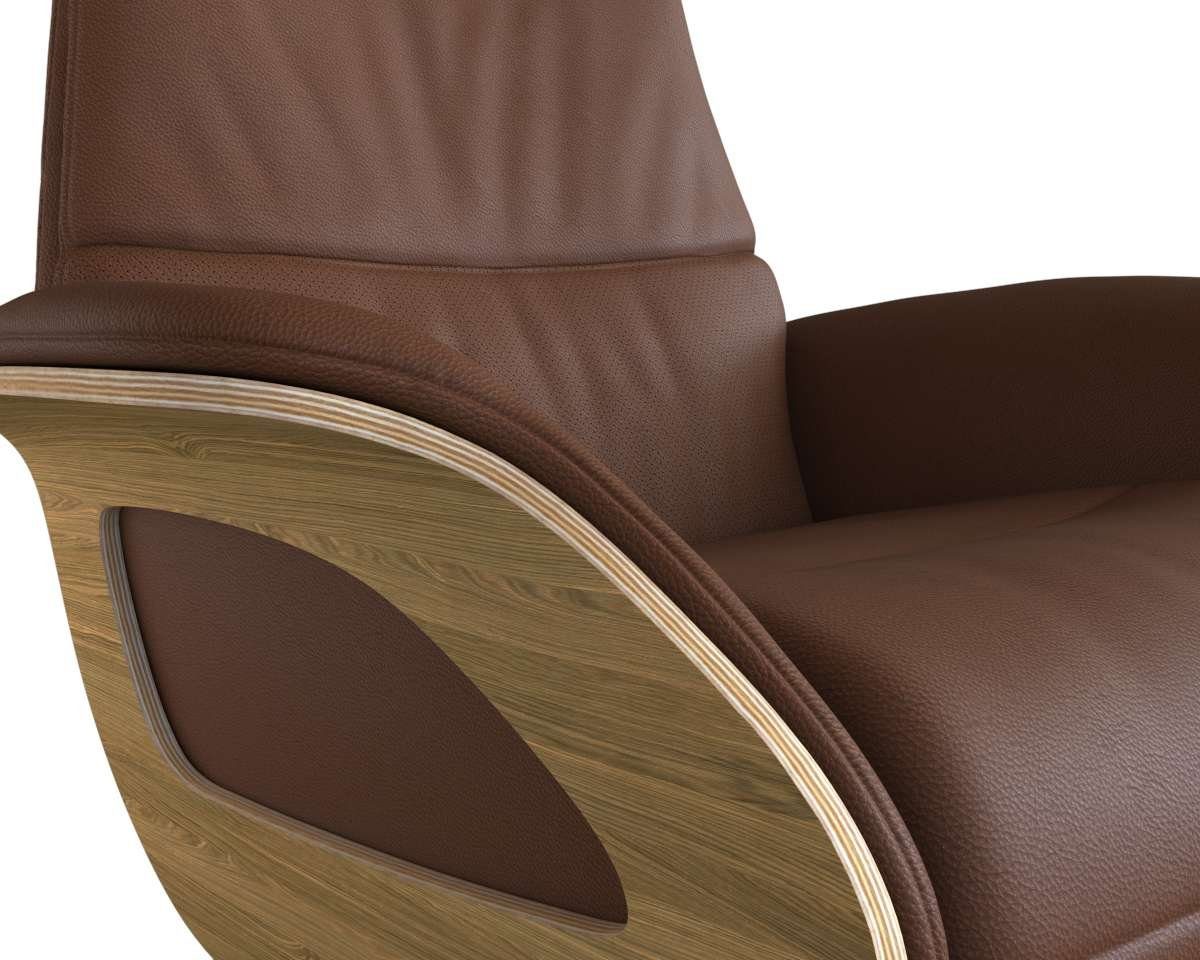 FLEXLUX Relaxfauteuil Clement praktische elektrische fauteuil Maat M, elektrische rug- en voetensteun, accu, armleuning Eiken, zwarte poot