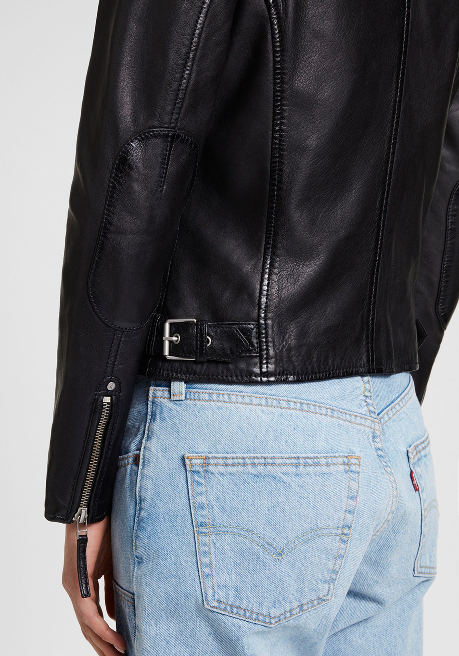 Mauritius Leren jack PGG W14 LEGV in bikerstijl, asymmetrische rits, reverskraag