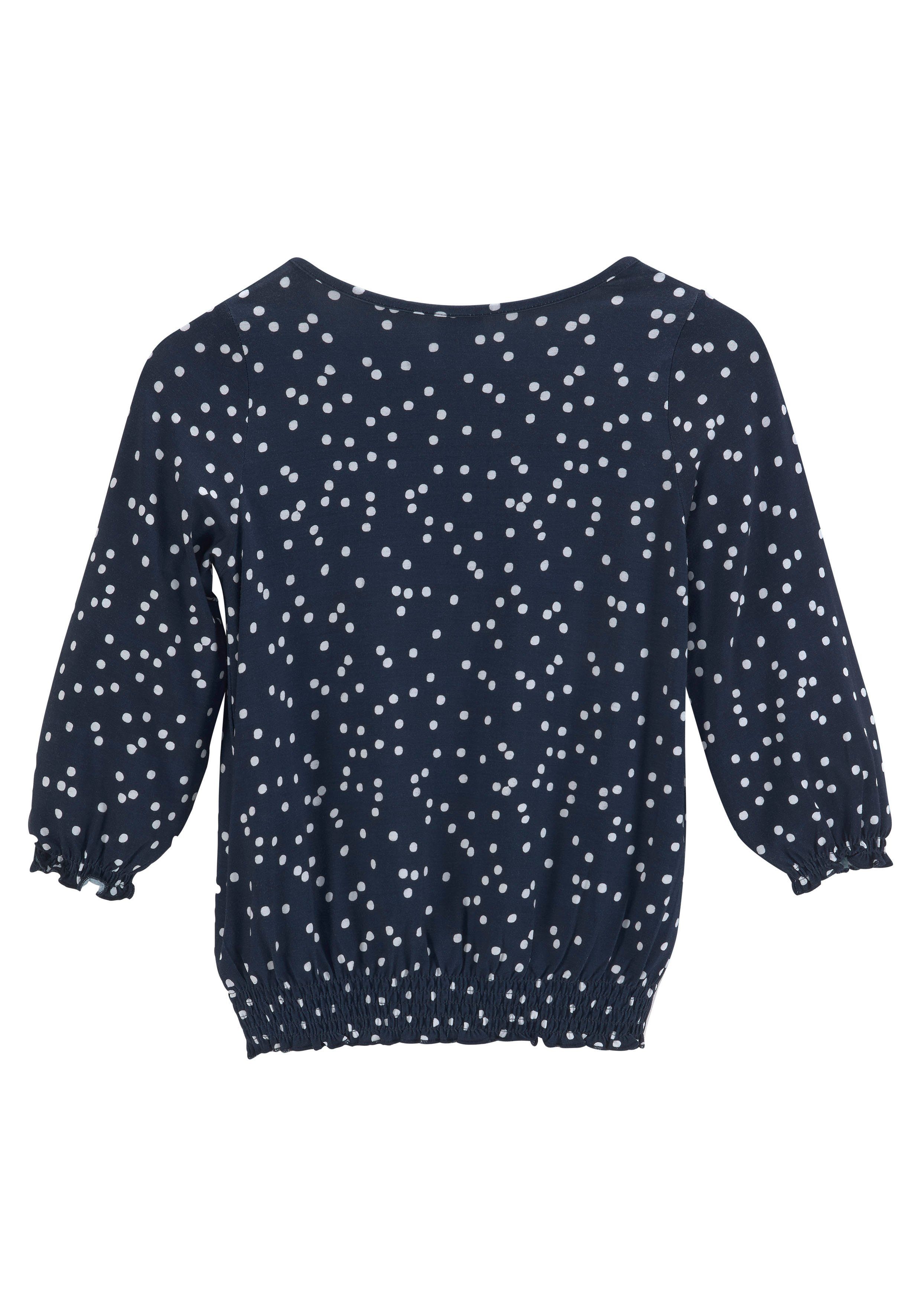 KangaROOS Shirt met lange mouwen Viscose shirt with 3/4 sleeves wijde pasvorm, gestippeld ontwerp, ronde hals