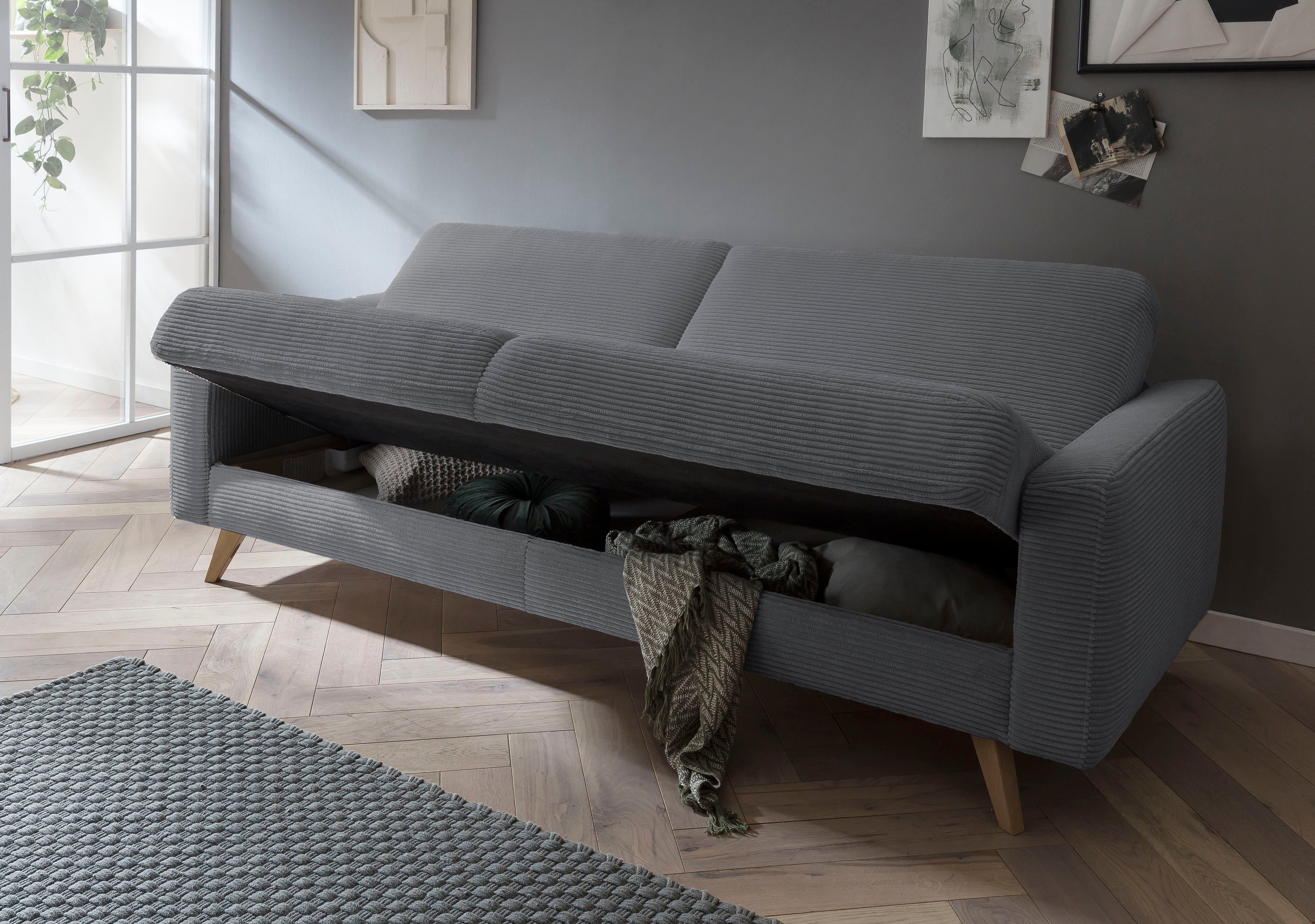 exxpo - sofa fashion 3-zitsbank Samso, elegant en comfortabel, actuele cord bekleding, kantelbank