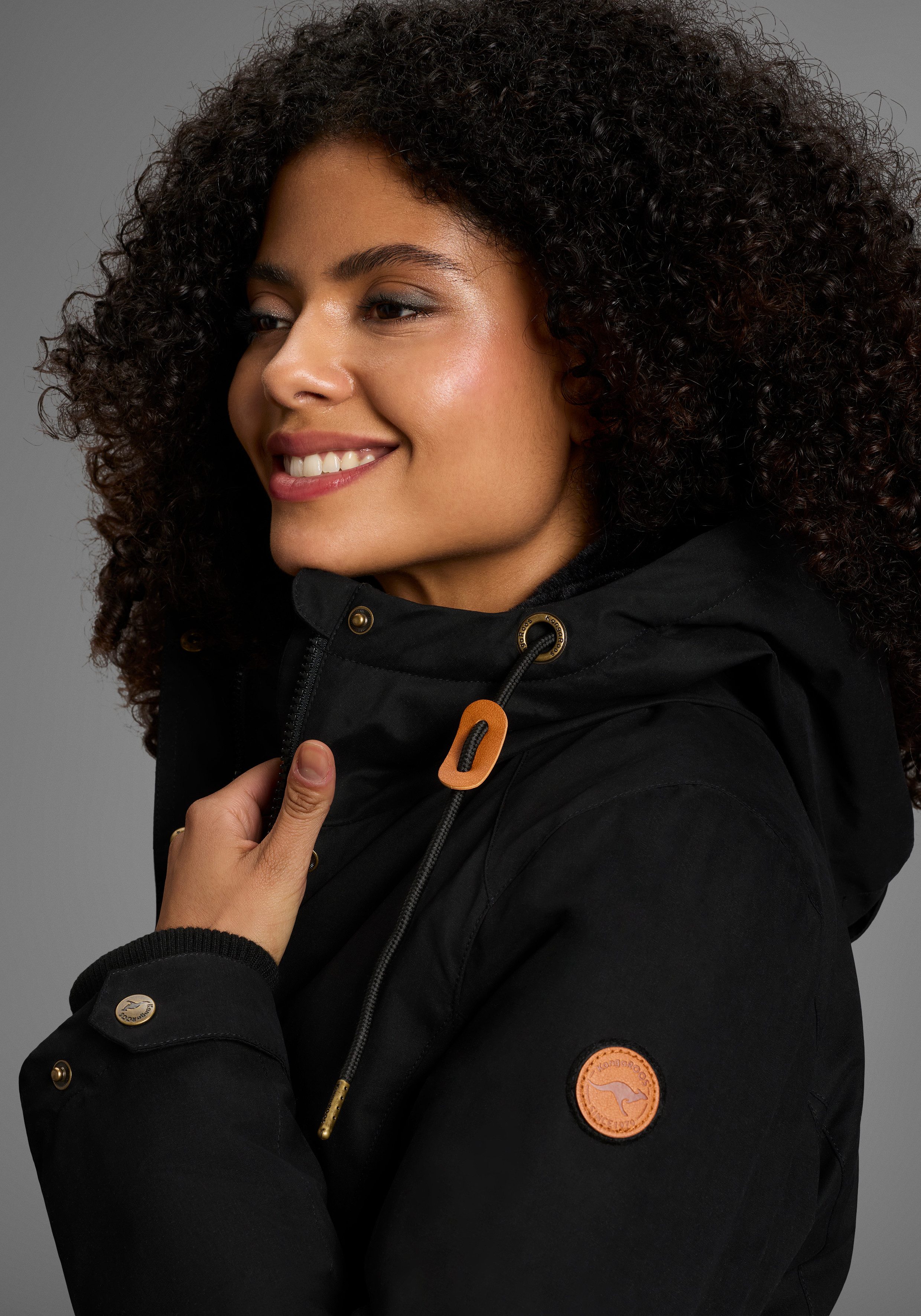KangaROOS Parka met teddy imitatiebont gevoerd, winterjas