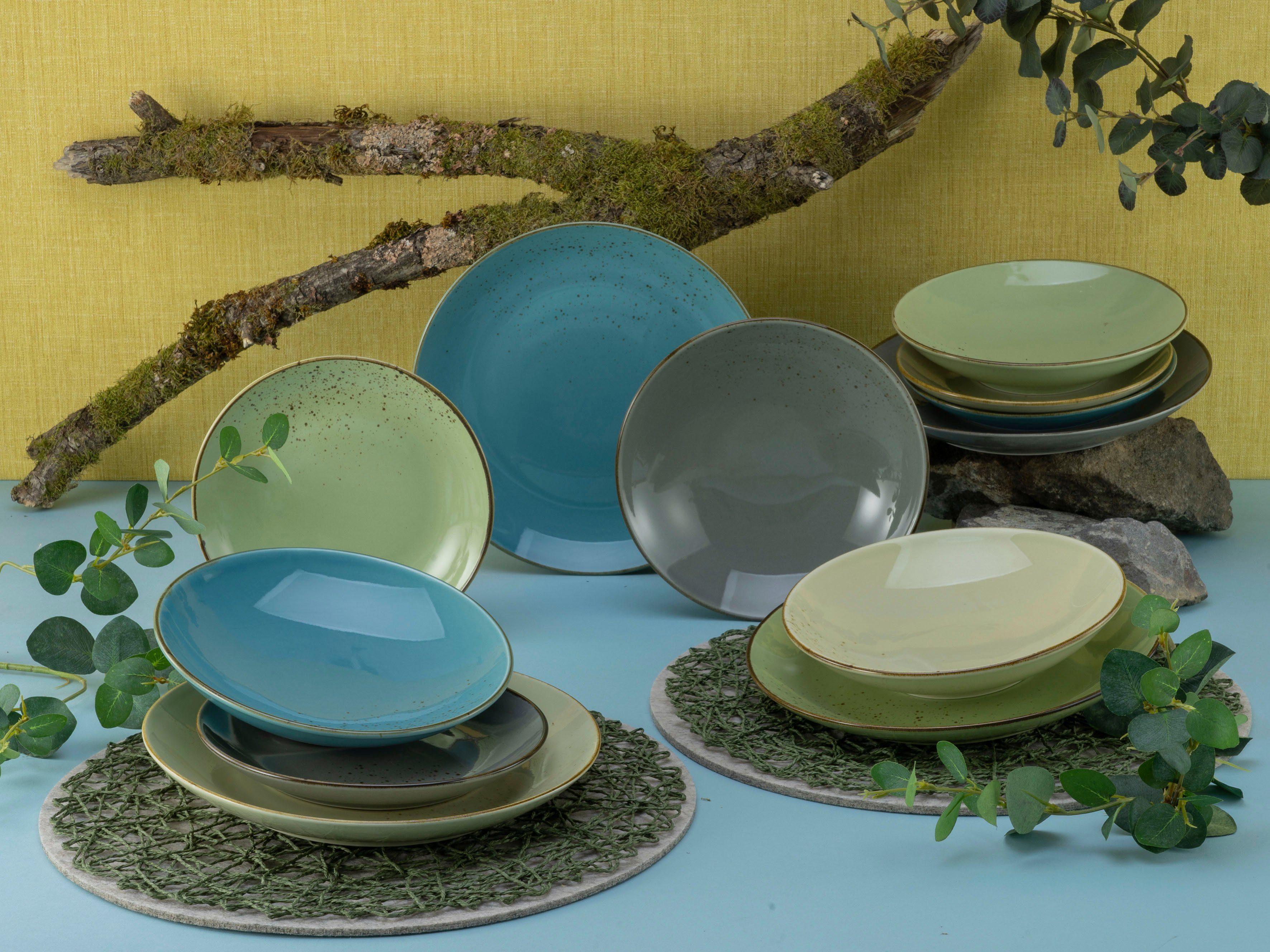CreaTable Eetservies Servies-set NATURE COLLECTION Servies, 12 delen, voor 4 personen (set, 12-delig)