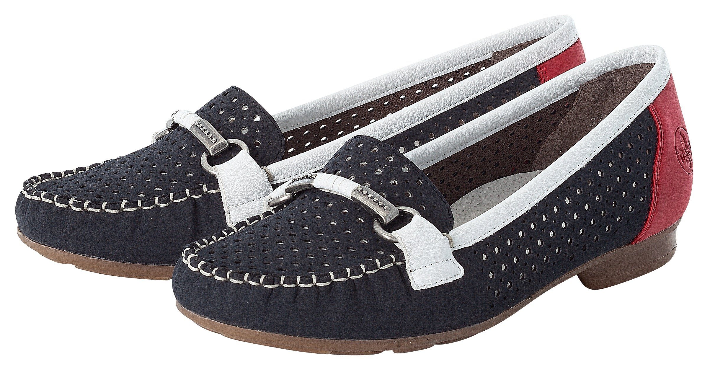 Rieker Mocassins Slipper, zomerschoen met mooie siergesp
