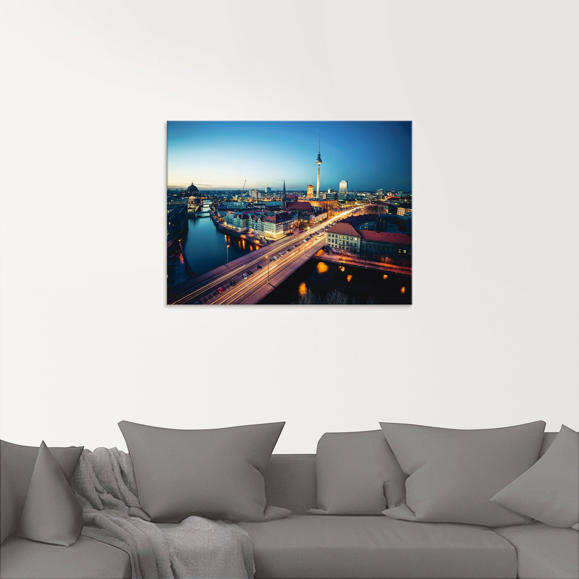 Artland Print op glas Berlijn Cityscape ‘s avonds