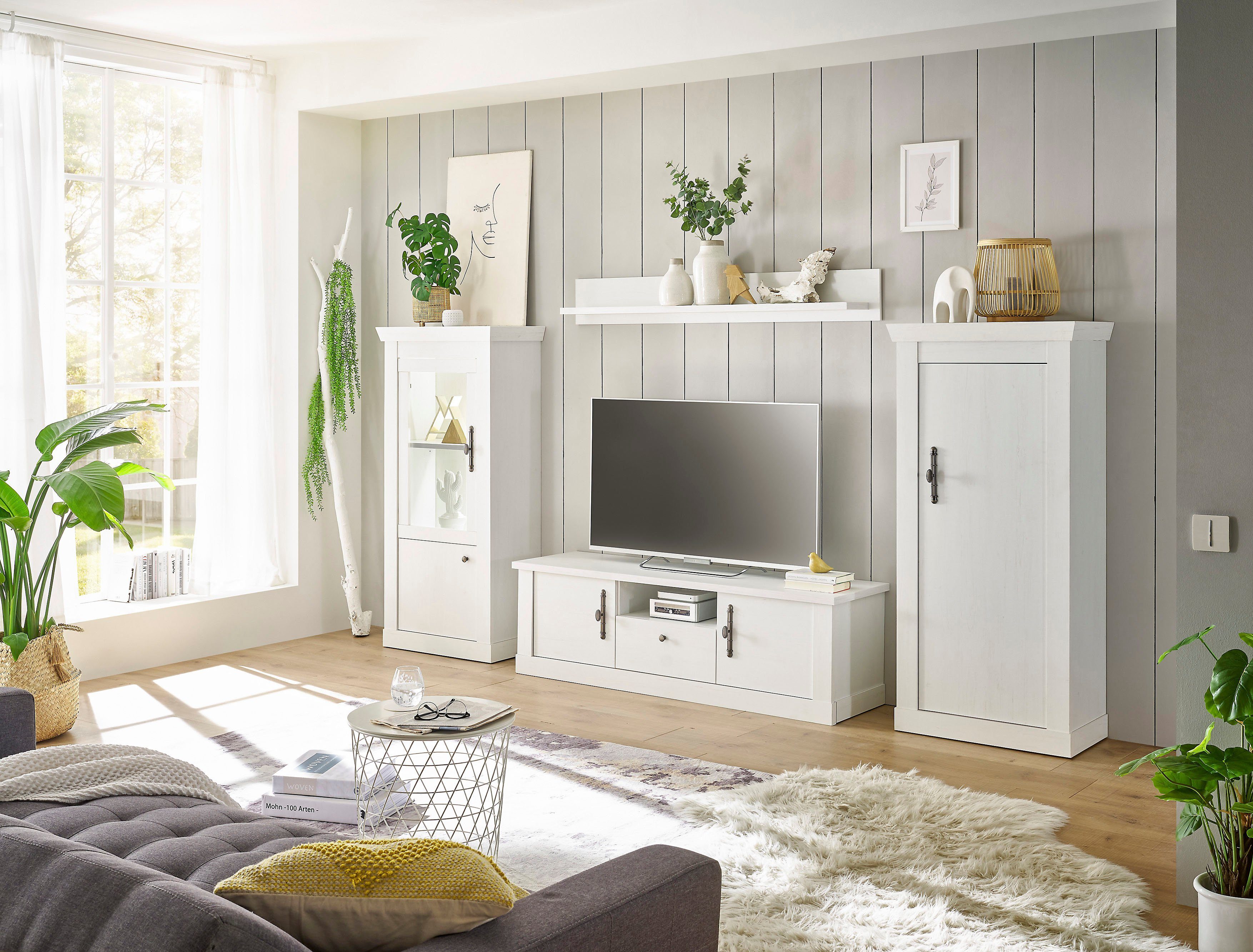 Home affaire Wandmeubel Ravenna in romantische landelijke stijl, grepen van metaal, soft-closefunctie (4-delig)