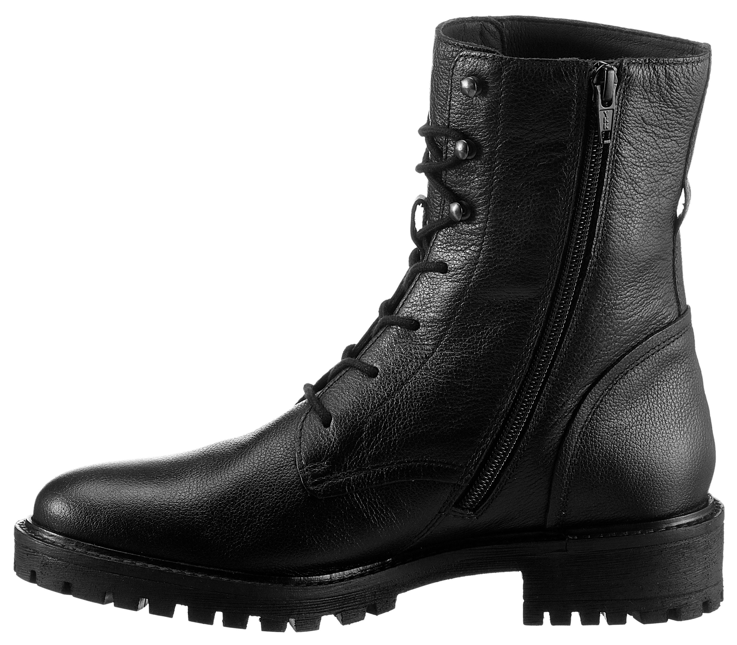 Geox Veterlaarsjes D HOARA blokhak, veterschoenen met binnenrits
