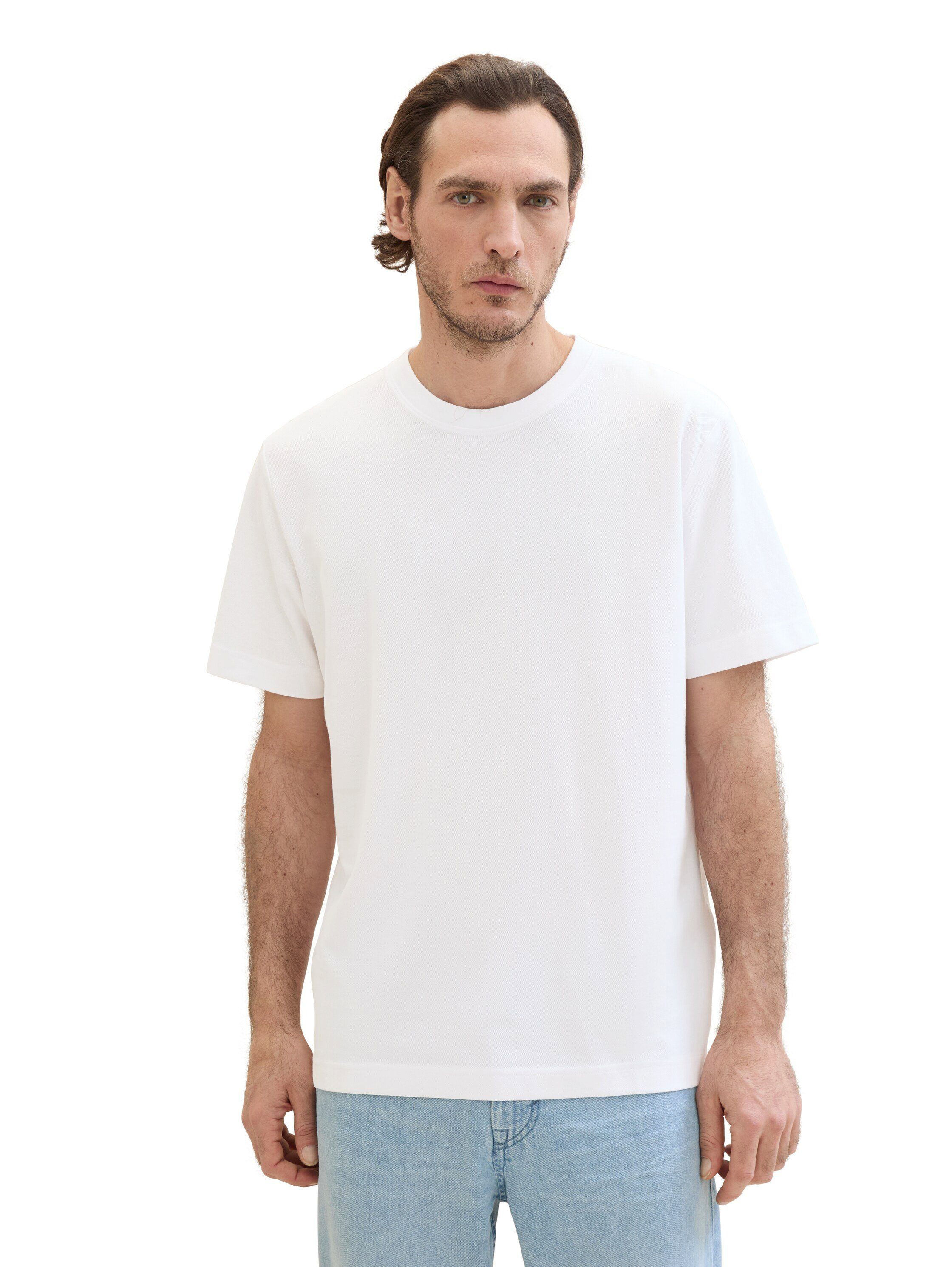 Tom Tailor T-shirt met piqué structuur