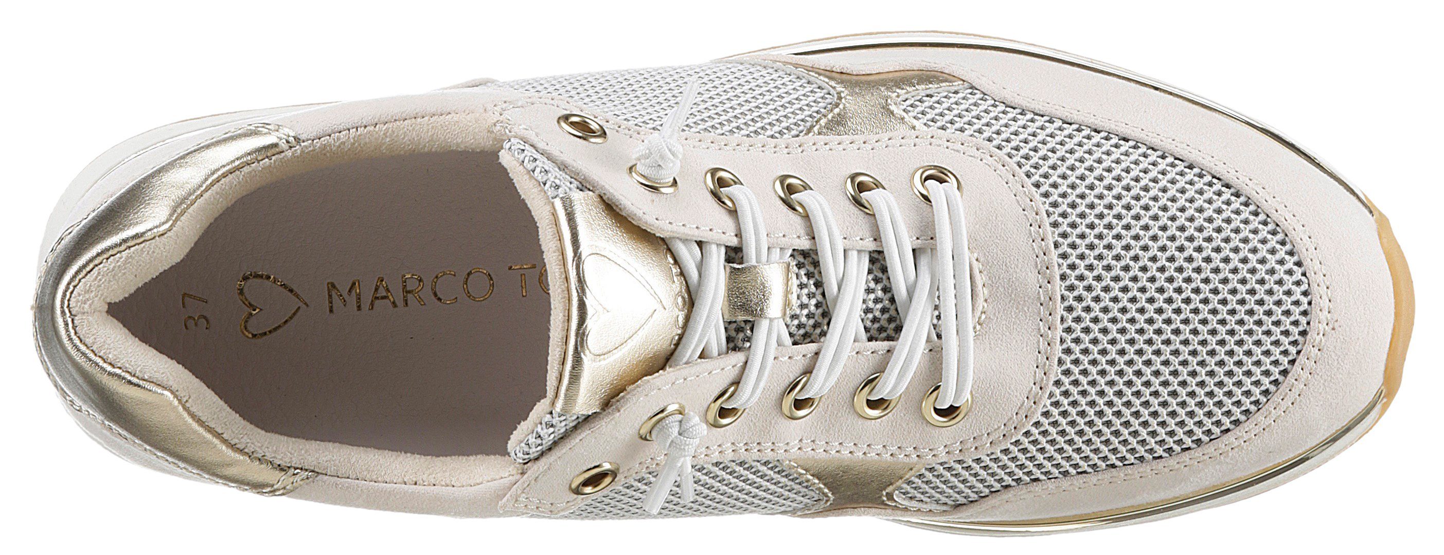 Marco Tozzi Slip-on sneakers Wedge sneaker, veterschoen, slipper met glanzende details