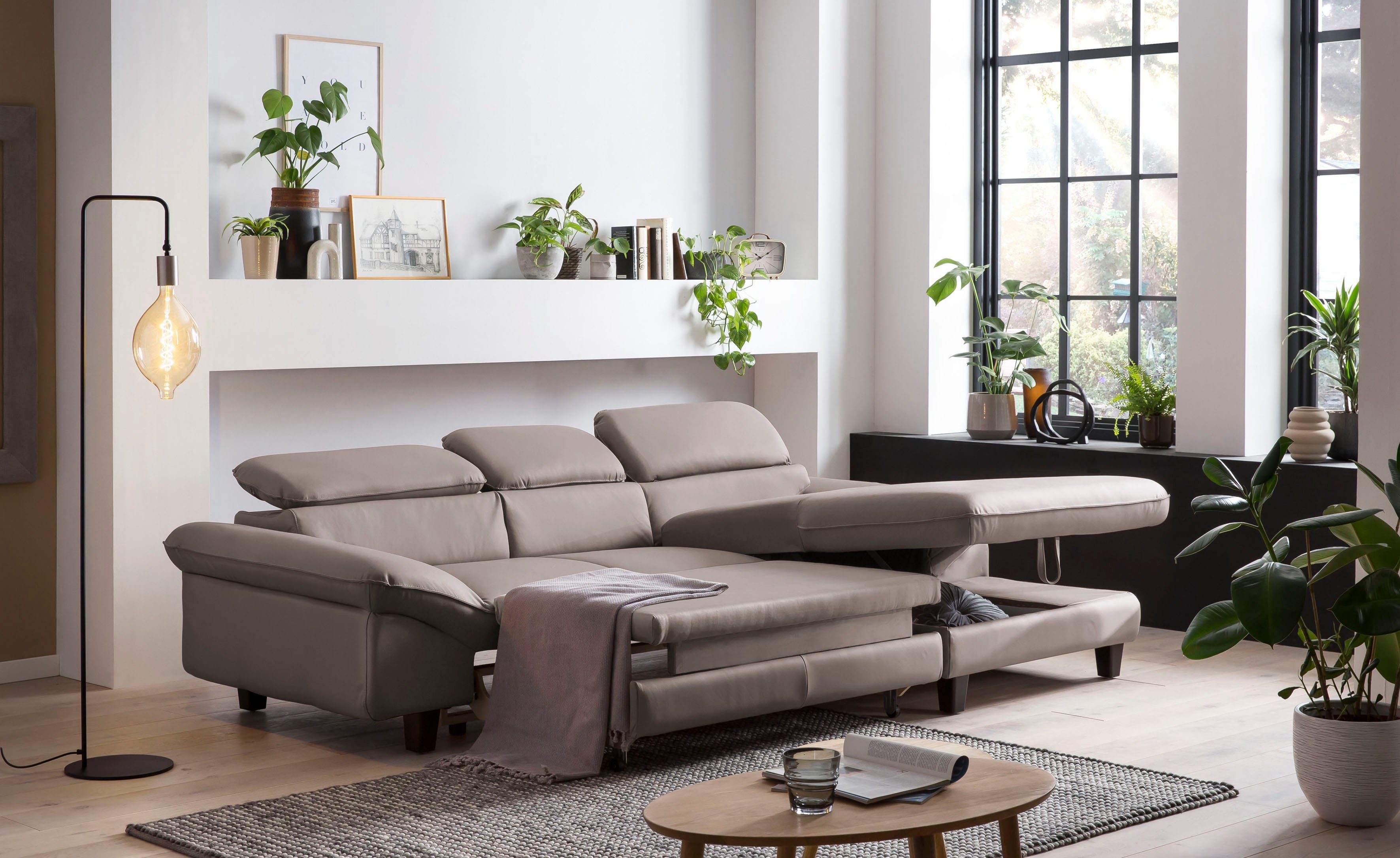 Home affaire Hoekbank Pilot L-vorm met verstelbaar hoofdeind, naar keuze met slaapfunctie & bedkist