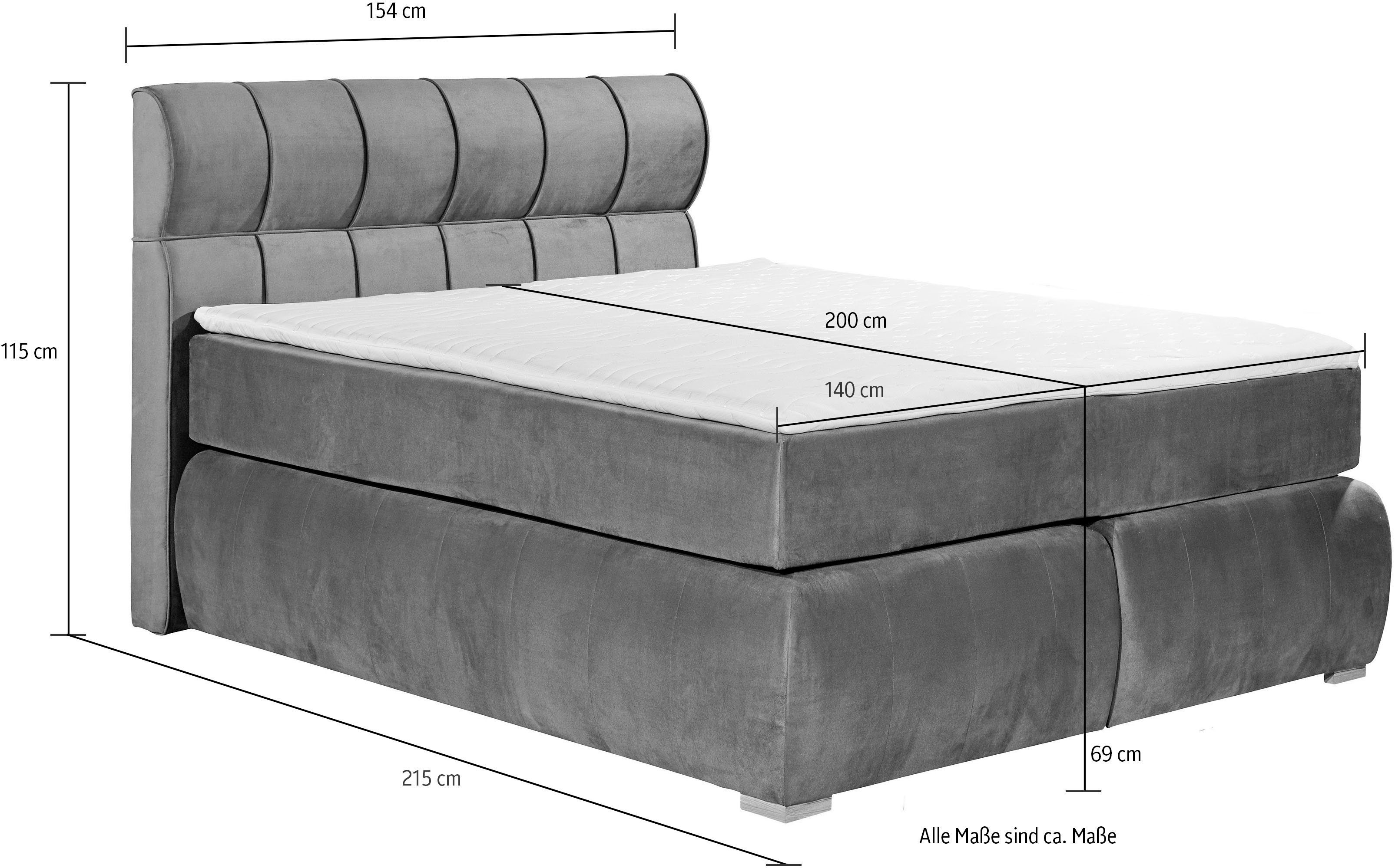 Places of Style Boxspring Felicia in h4, incl. matrastopper en bedbox