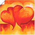 artland artprint abstracte harten - oranje in vele afmetingen  productsoorten - artprint van aluminium - artprint voor buiten, artprint op linnen, poster, muursticker - wandfolie ook geschikt voor de badkamer (1 stuk) oranje