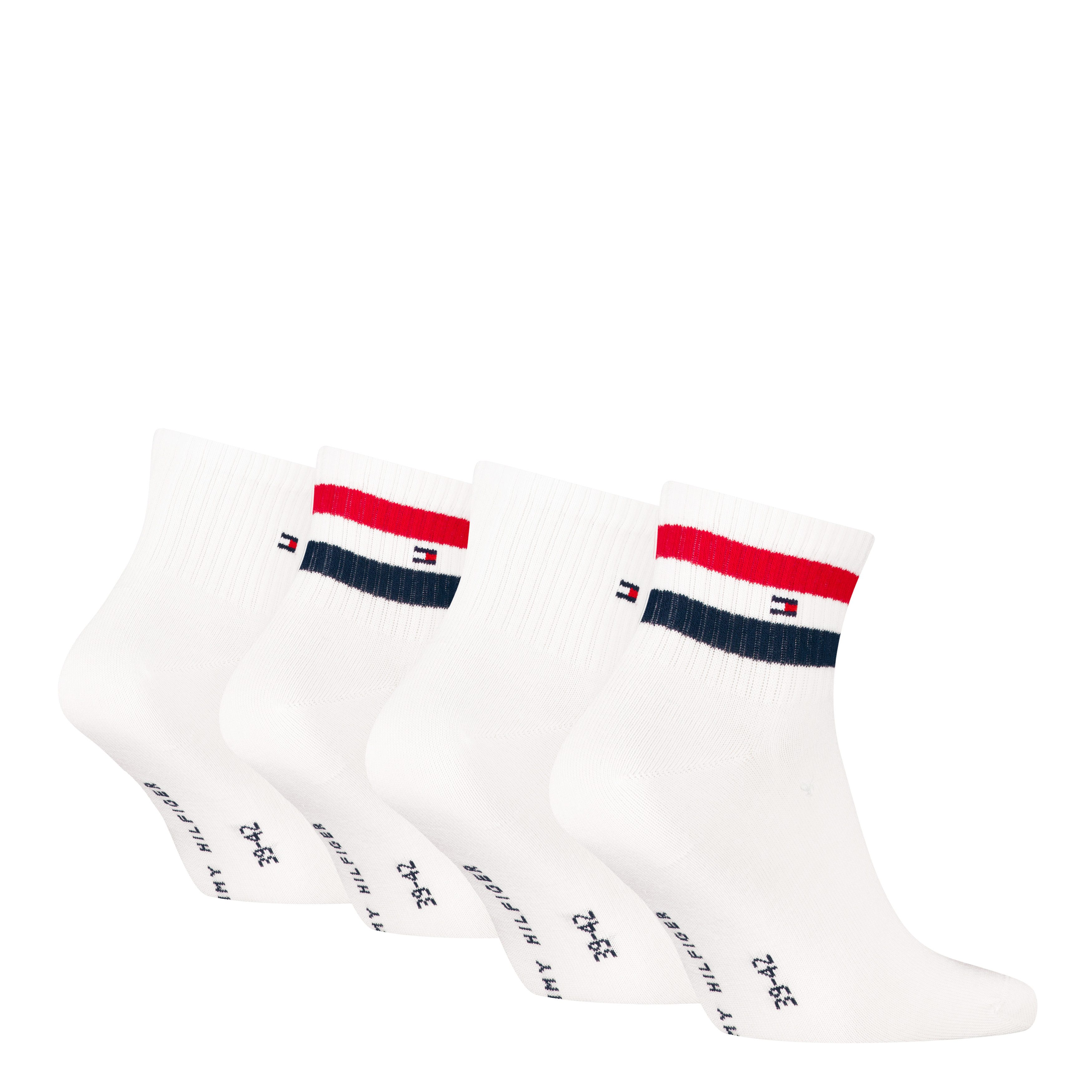 Tommy Hilfiger Sokken TH MEN QUARTER 4P SPORT ECOM met contrasterend kleuraccent (4 paar)