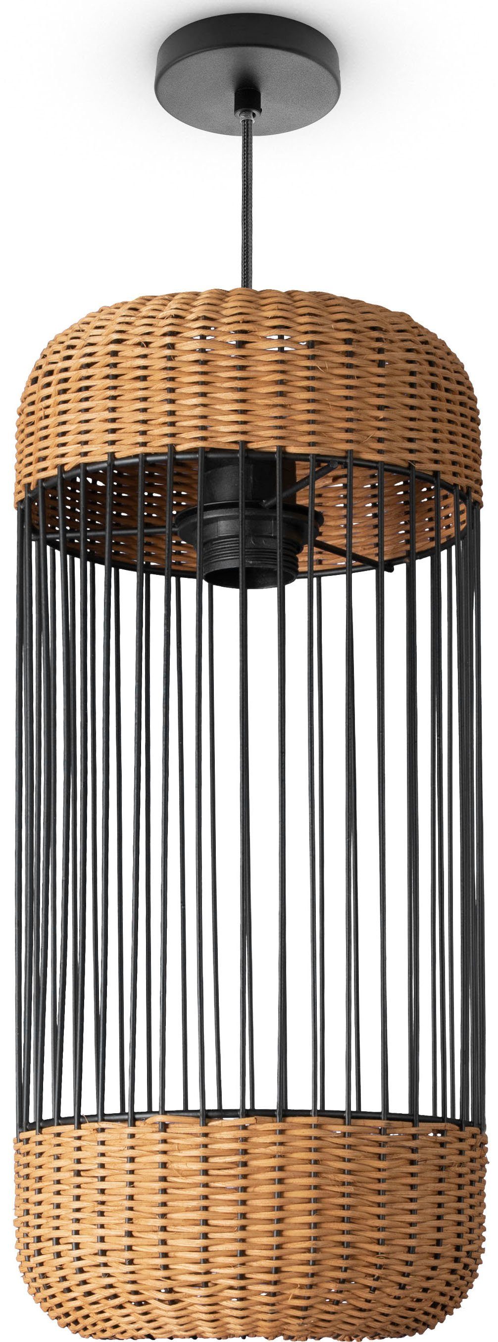 Paco Home Hanglamp PUSTA Rattan eetkamer lamp pendellamp Boho cilinder rustiek E27