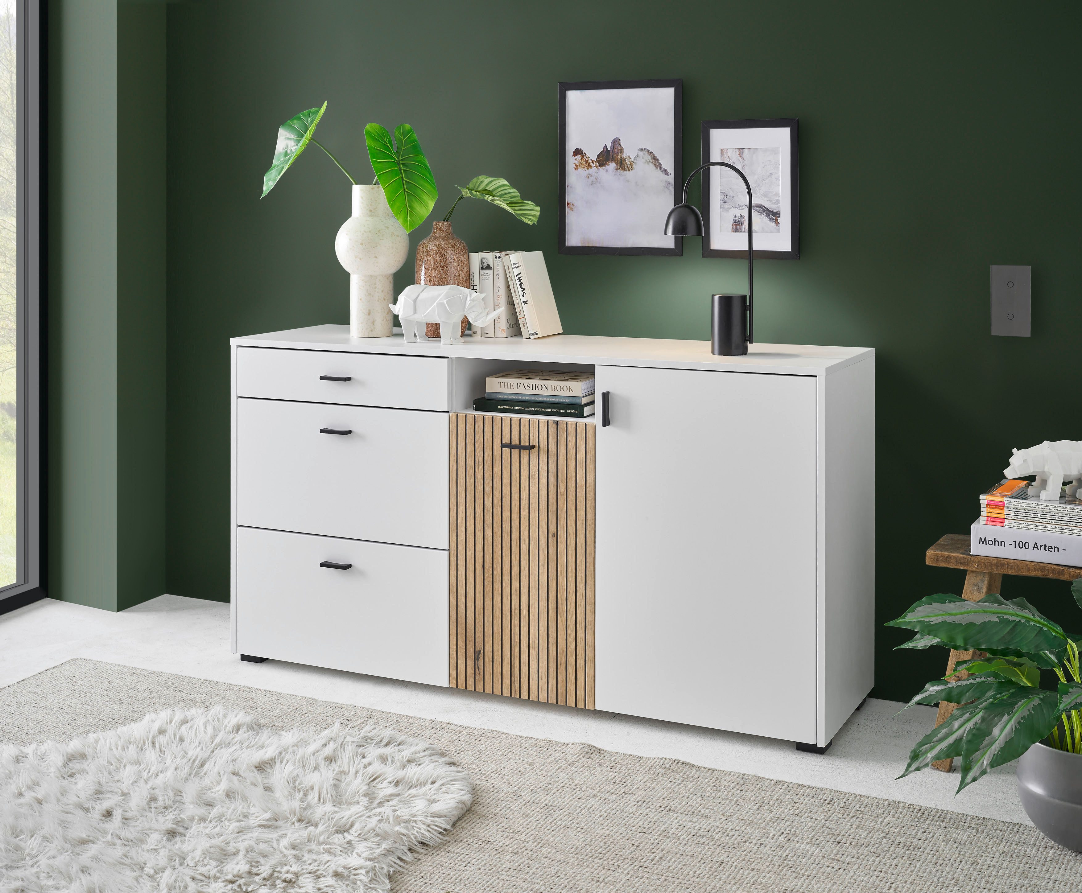 INOSIGN Dressoir Hudson in moderne trendkleur, handgrepen van metaal (zwart), breedte 150 cm