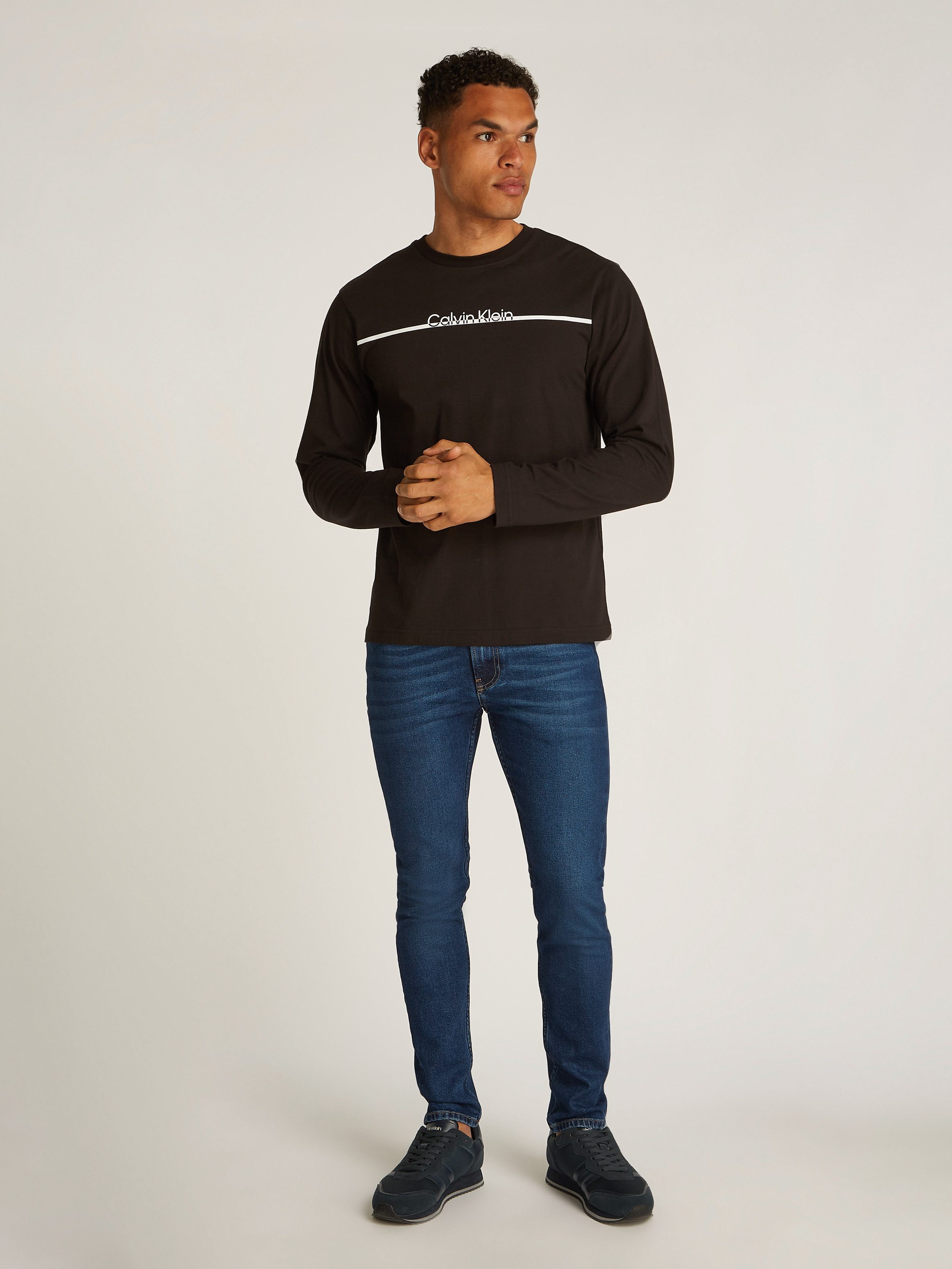Calvin Klein Shirt met ronde hals SPLIT LINE LOGO LS T-SHIRT