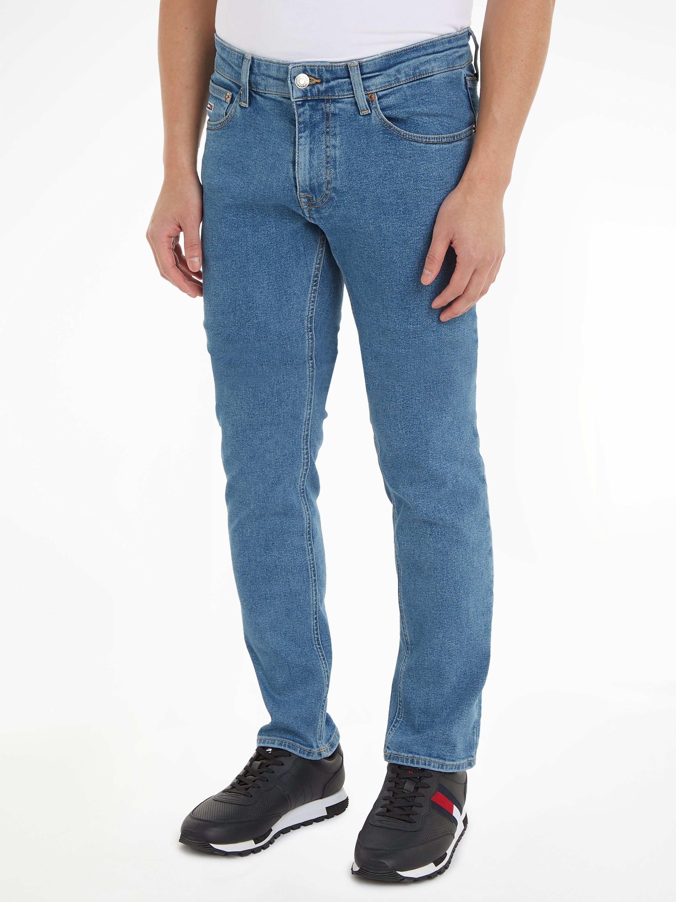 tommy jeans slim fit jeans scanton slim in 5-pocketsstijl blauw