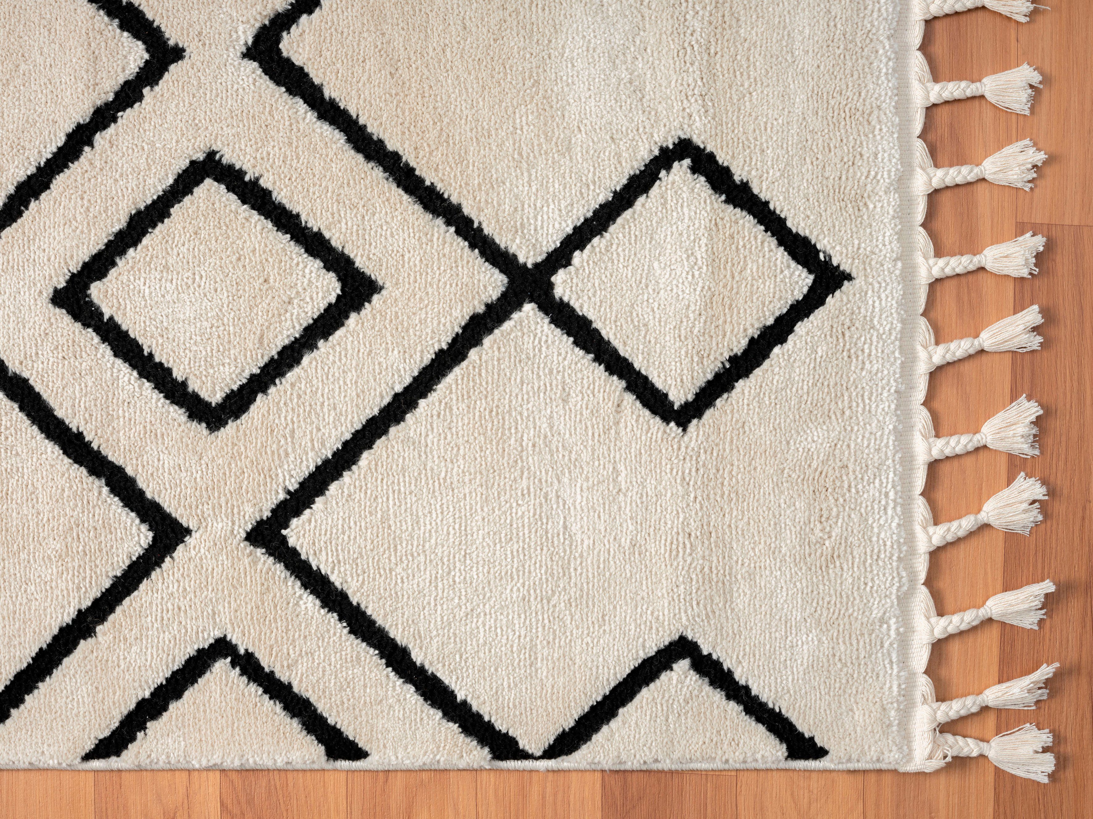 Myflair Möbel & Accessoires Hoogpolig vloerkleed Moroccan Mural modern, marokkaans ontwerp, fluffy zacht, met franjes