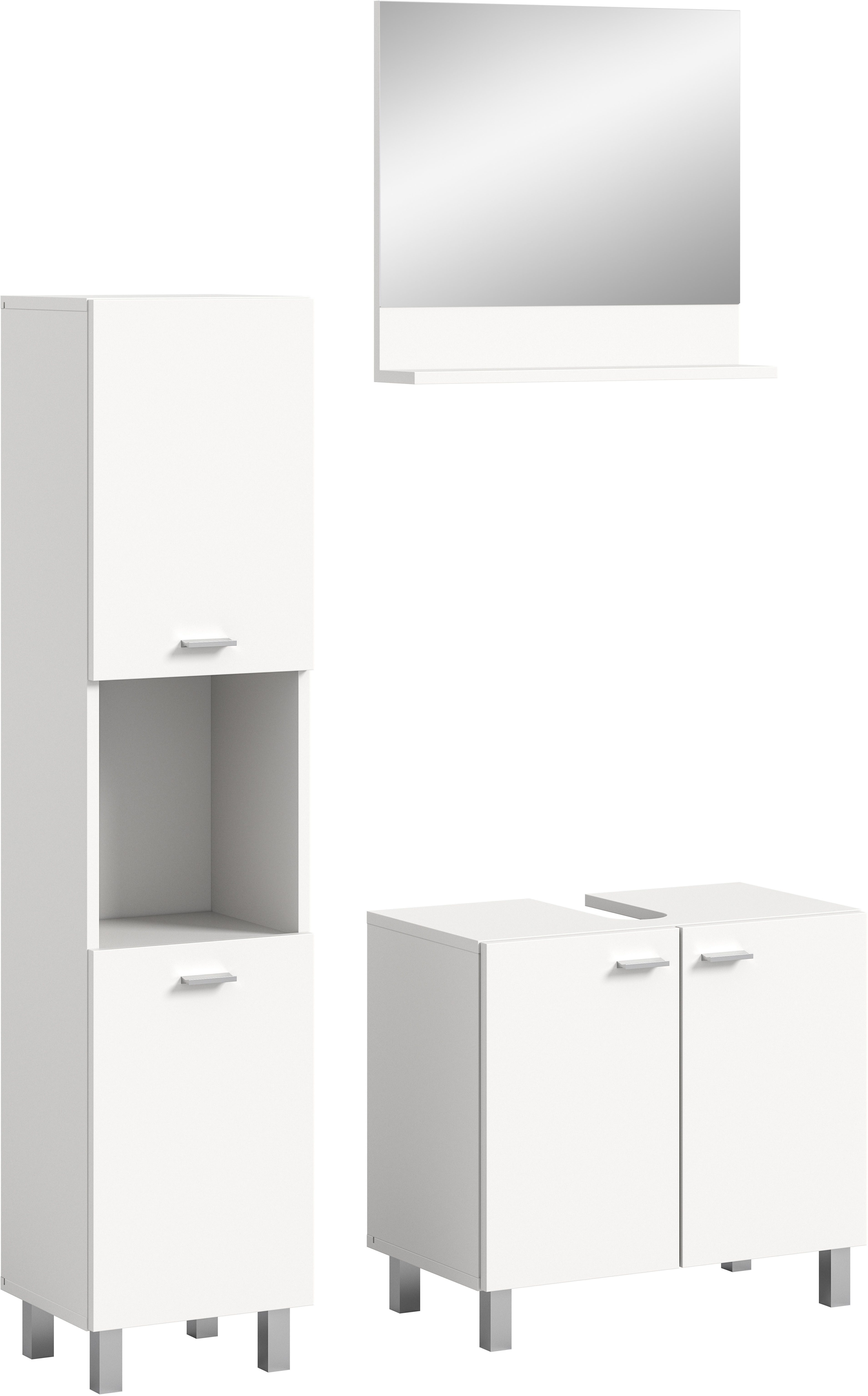 welltime Badmeubelset Tampa, breedte 102cm, 3-delig Wastafelonderkast, spiegel, hoge kast (3 stuks)