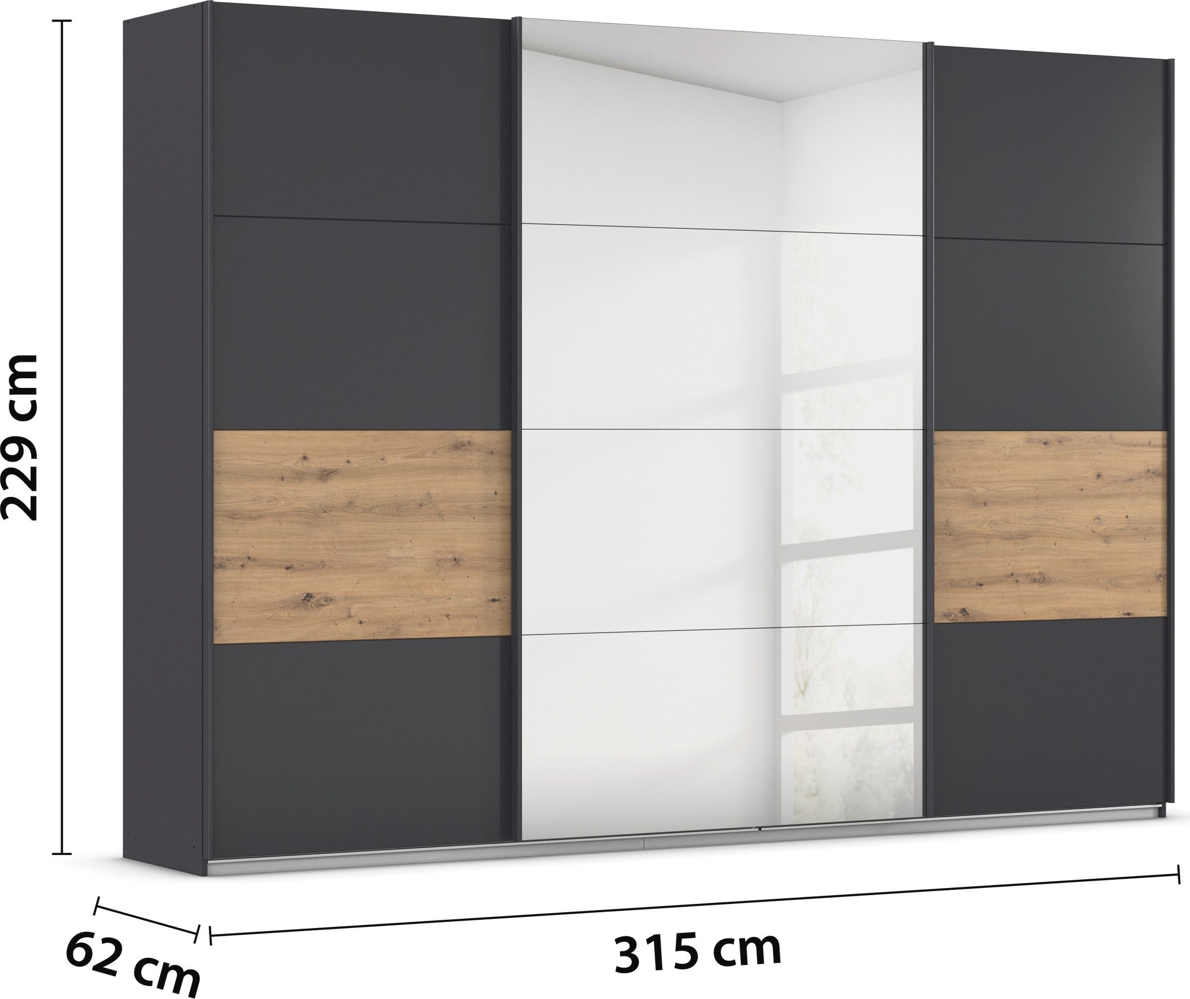rauch Schuifdeurkast Kledingkast Kast Garderobe CORTONA inclusief indeling, 2 stoffen dozen en extra planken