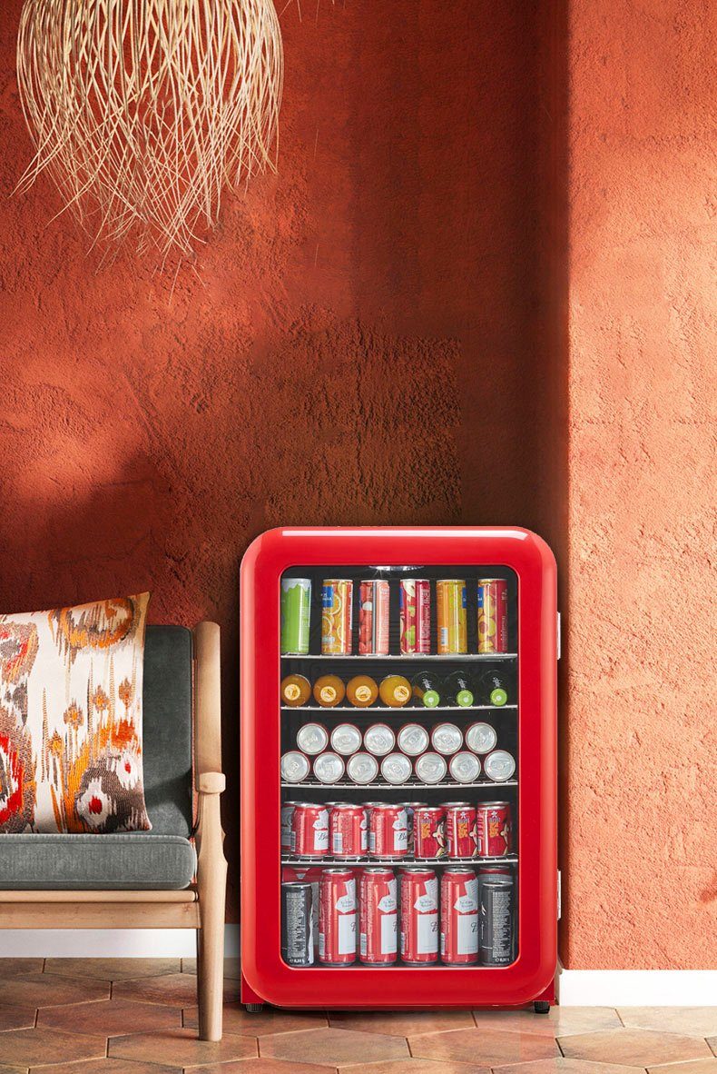 Hanseatic Drankenkoelkast HBC115ERRH red