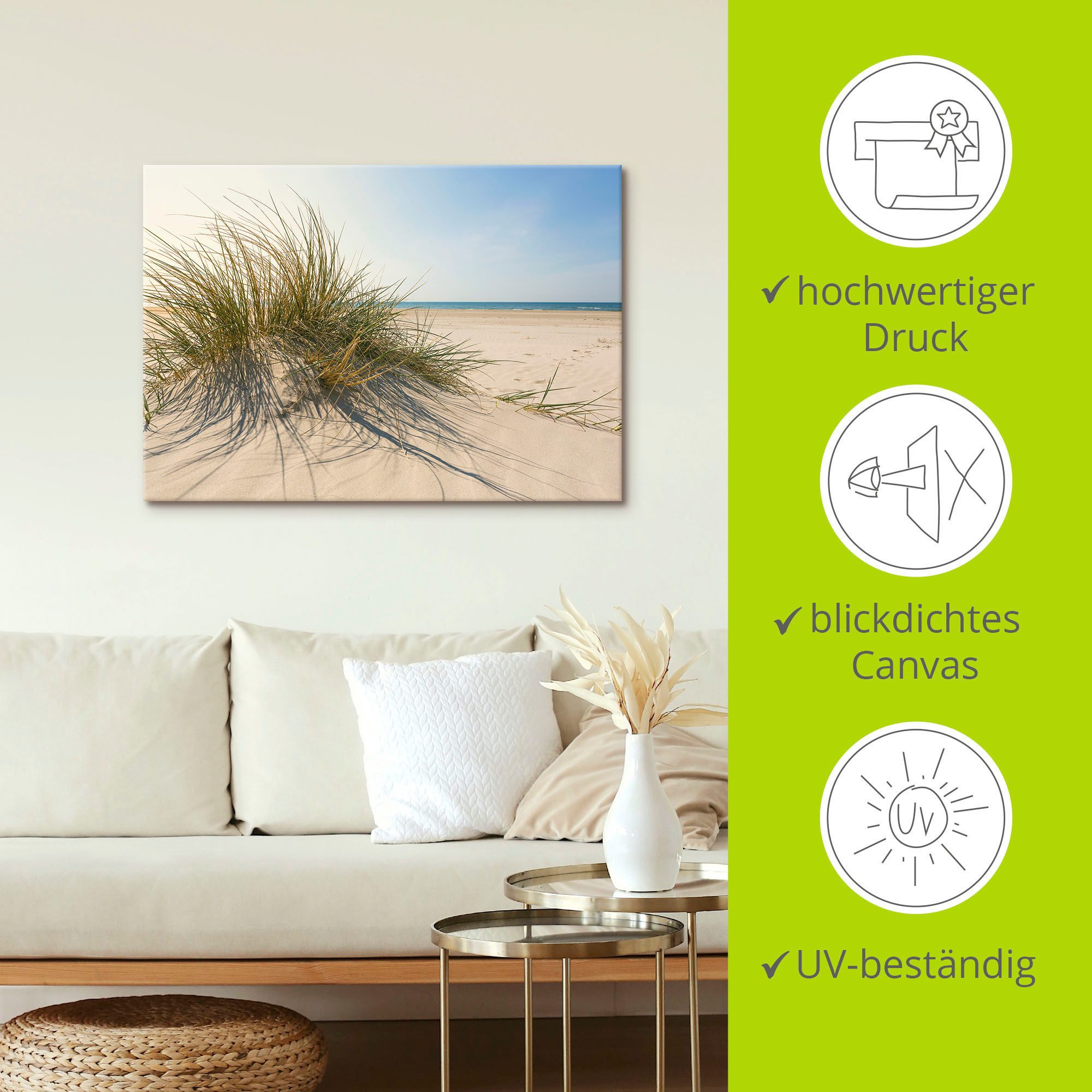 Artland Artprint Strandgras als artprint van aluminium, artprint voor buiten, artprint op linnen, poster, muursticker