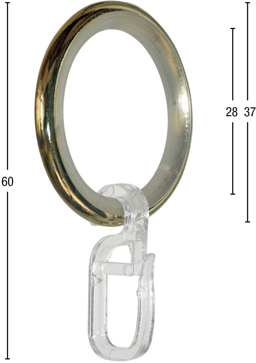 GARESA Gordijnring Ring met haak voor diameters tot 20 mm, eenvoudige montage (20 stuks)