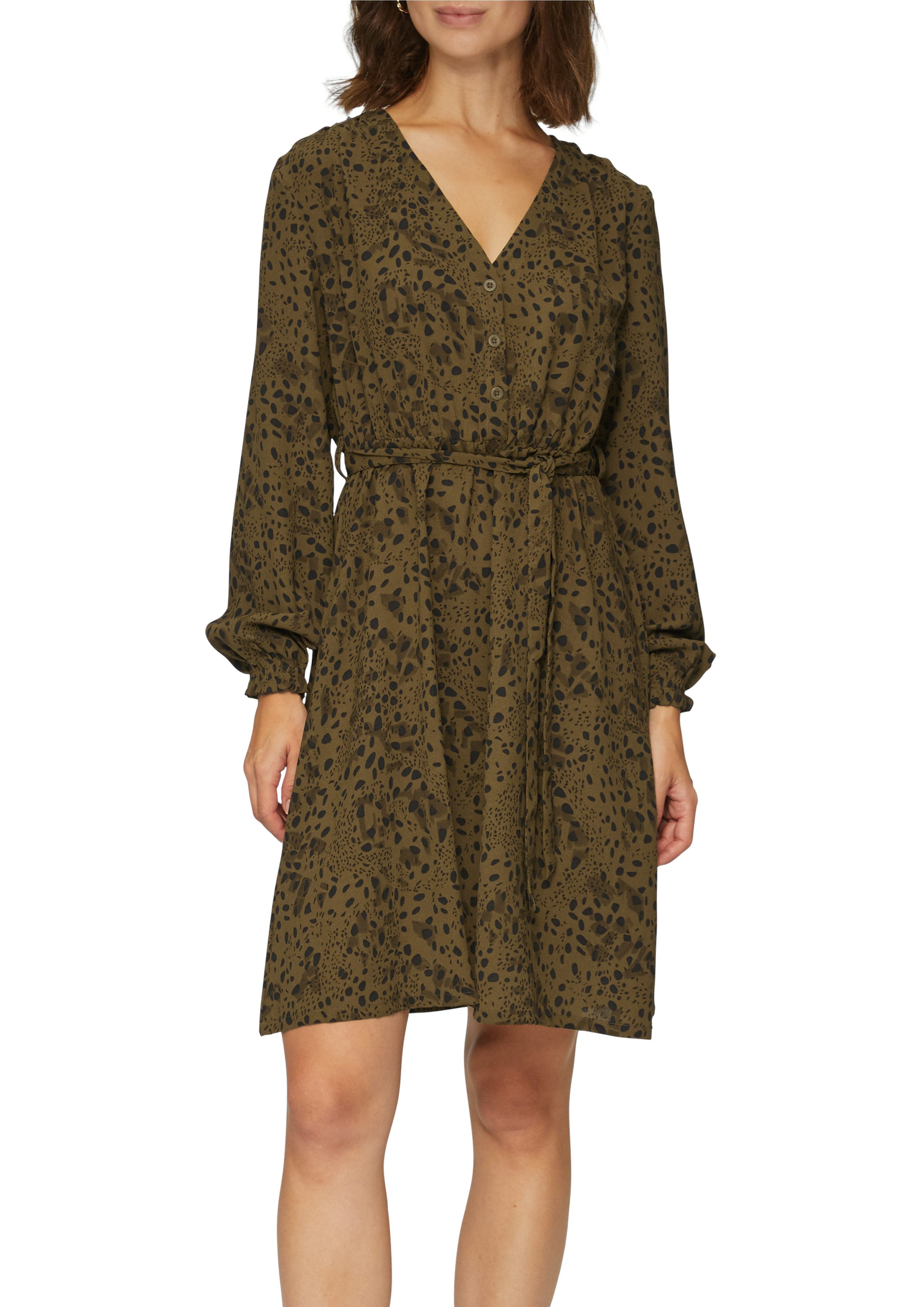 Q/S designed by Zomerjurk met print all-over dames zomerjurken maat 38 bruin